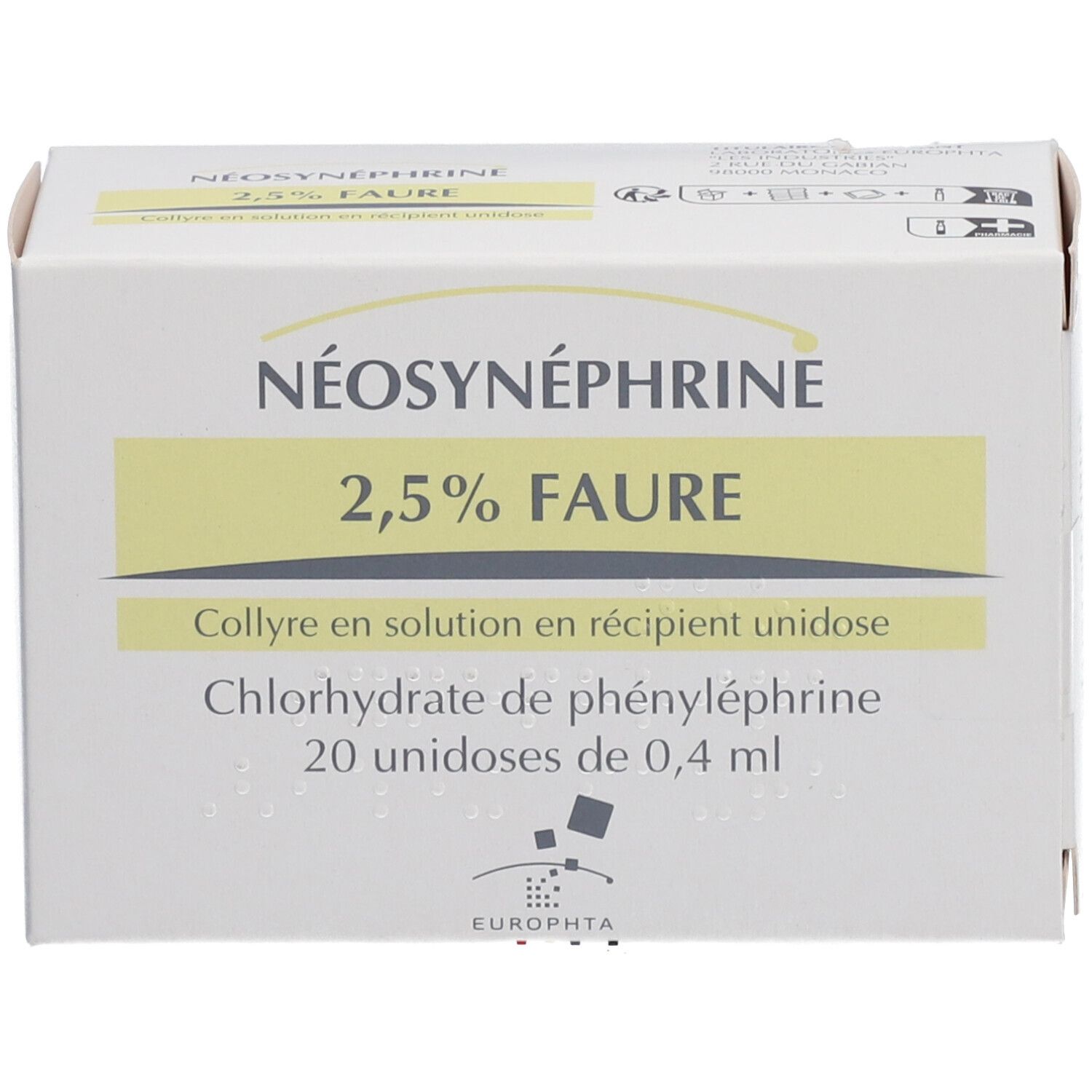 Europhta Néosynéphrine 2,5% Faure Collyre en Solution Unidose