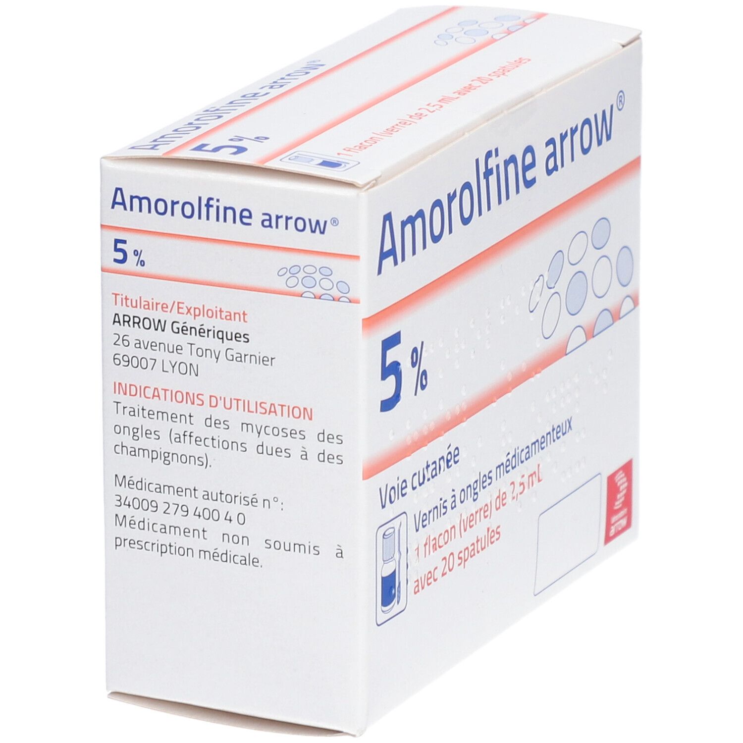 Amorolfine Arrow 5% - Vernis à ongles médicamenteux 2,5 ml