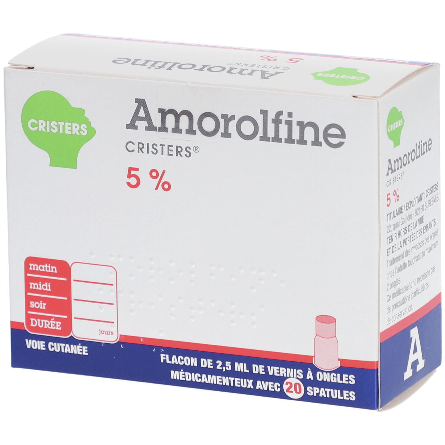 Amorolfine Cristers vernis pour traitement des ongles