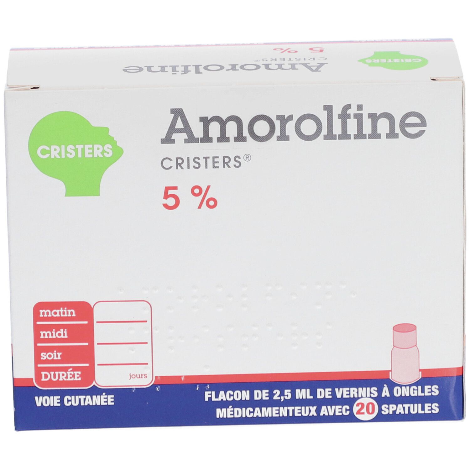 Amorolfine Cristers vernis pour traitement des ongles