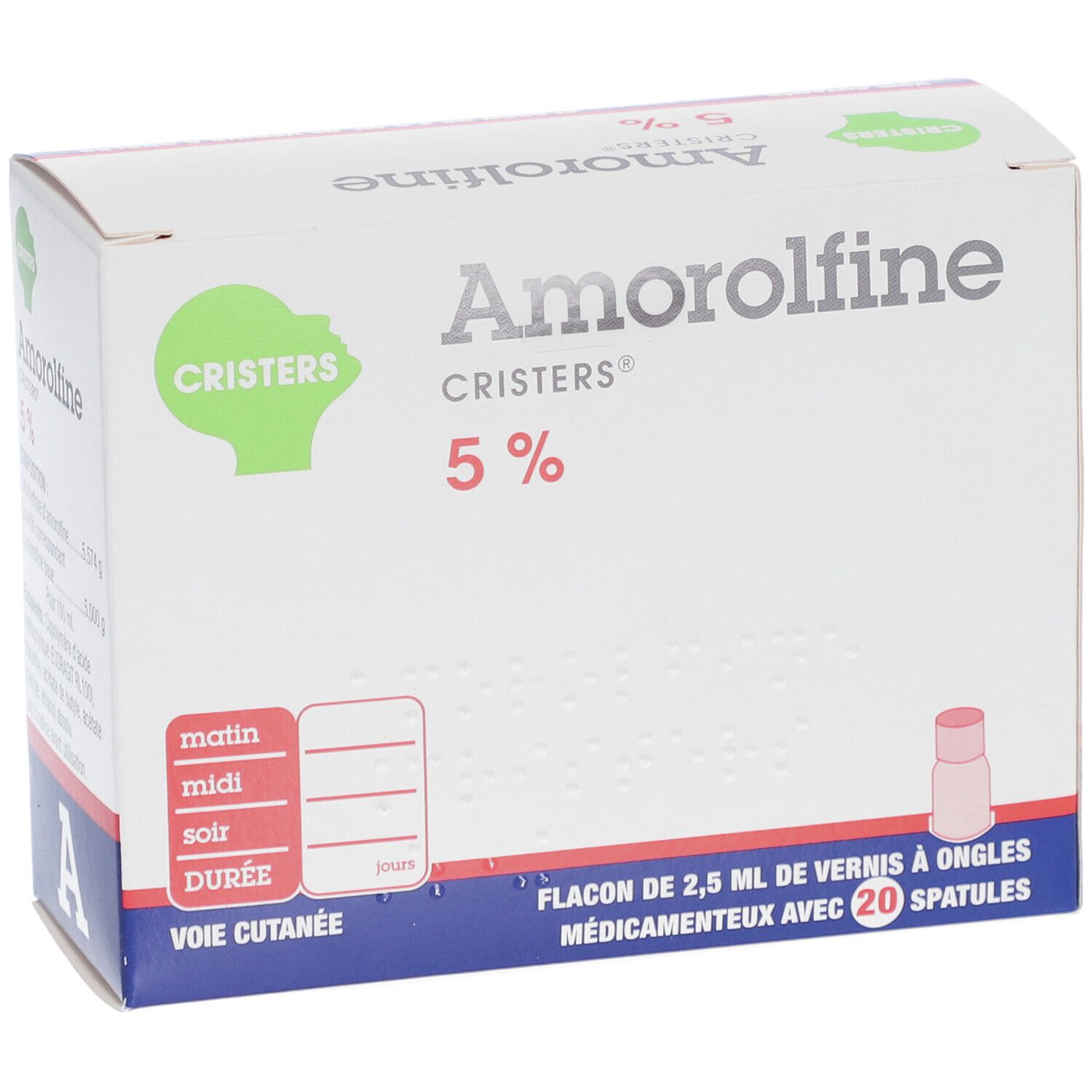 Amorolfine Cristers vernis pour traitement des ongles