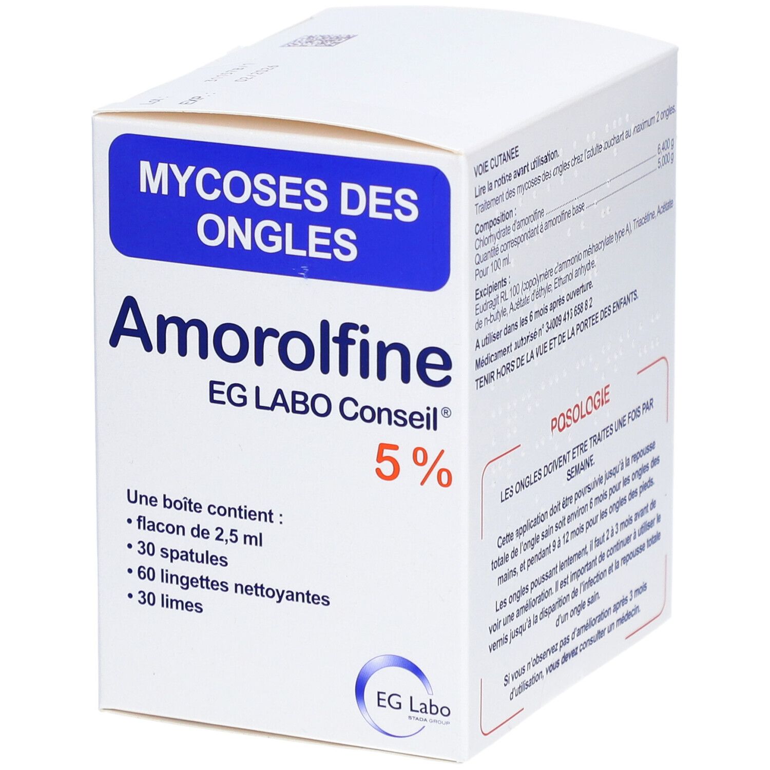 AMOROLFINE EG 5 %, vernis à ongles médicamenteux, flacon + 30 spatules