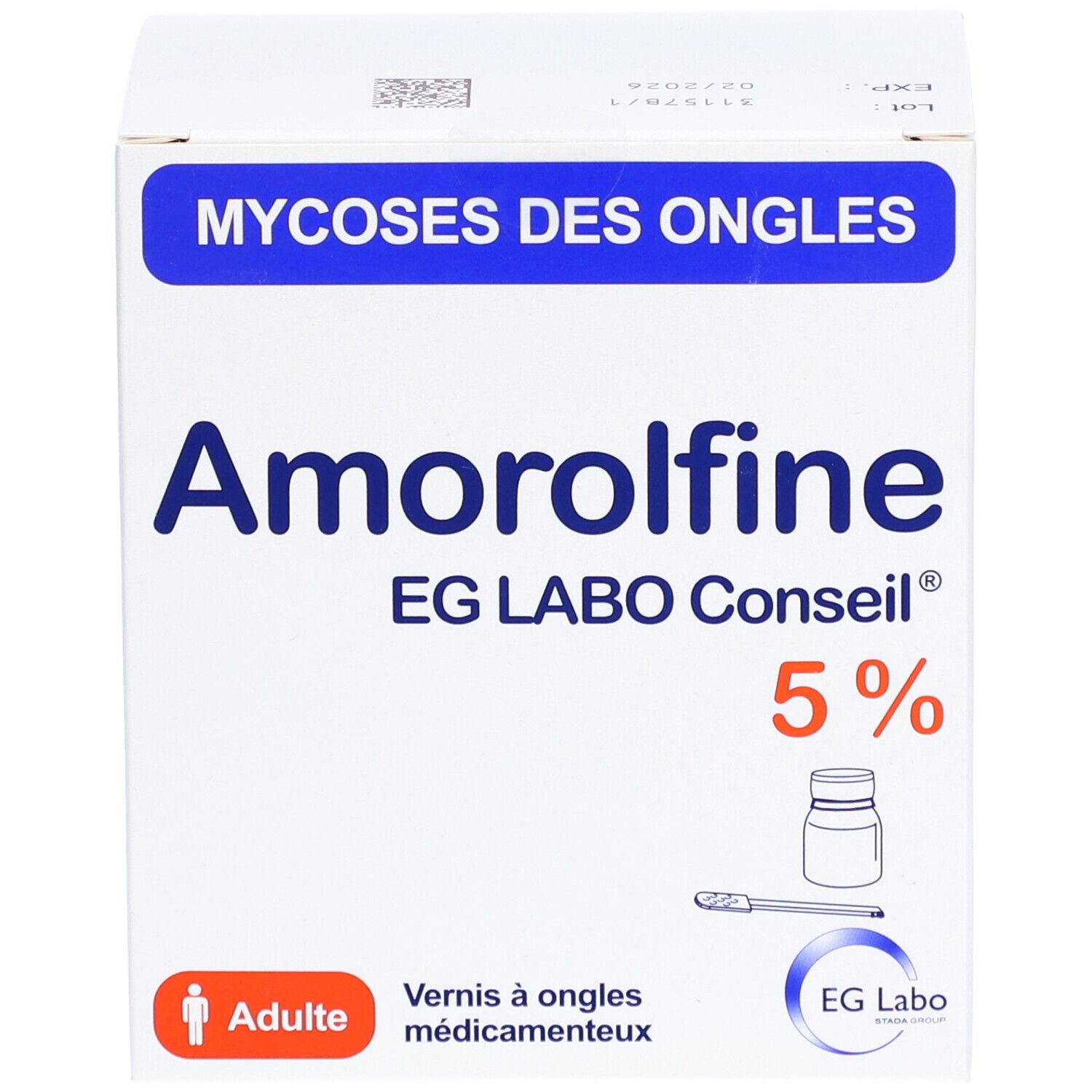 AMOROLFINE EG 5 %, vernis à ongles médicamenteux, flacon + 30 spatules