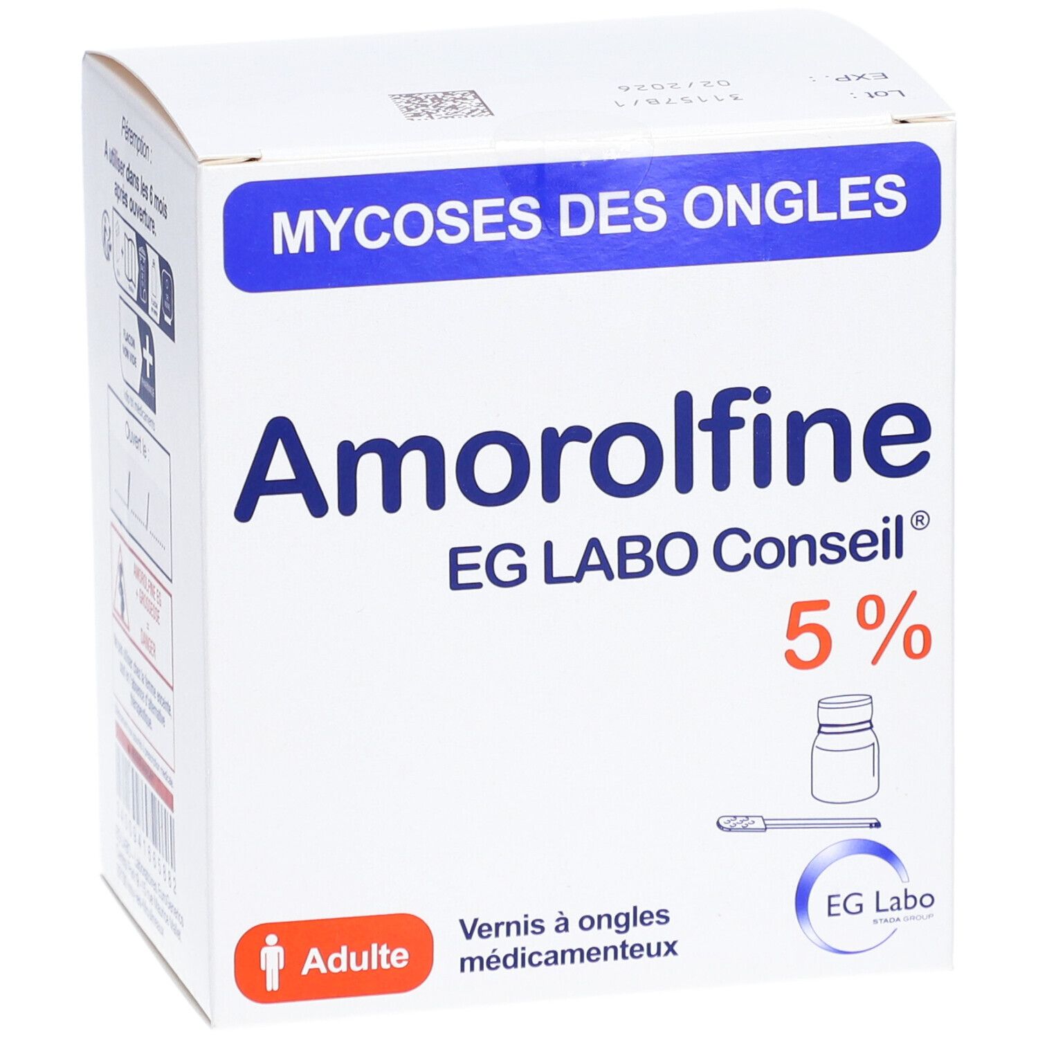 AMOROLFINE EG 5 %, vernis à ongles médicamenteux, flacon + 30 spatules