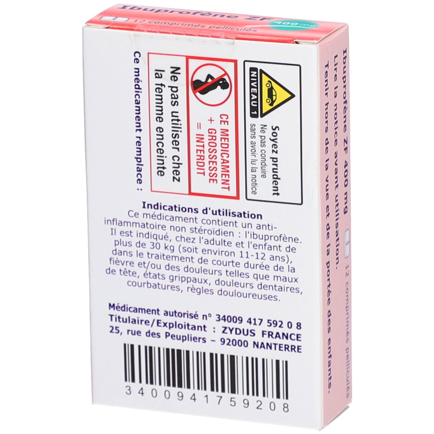 Ibuprofene ZF Comprimés pelliculés 400 mg
