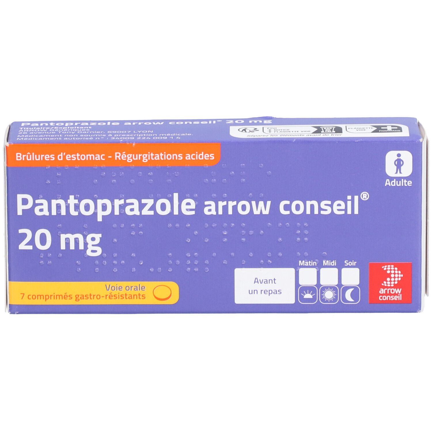 Arrow Pantoprazole 20 mg comprimés gastrorésistants
