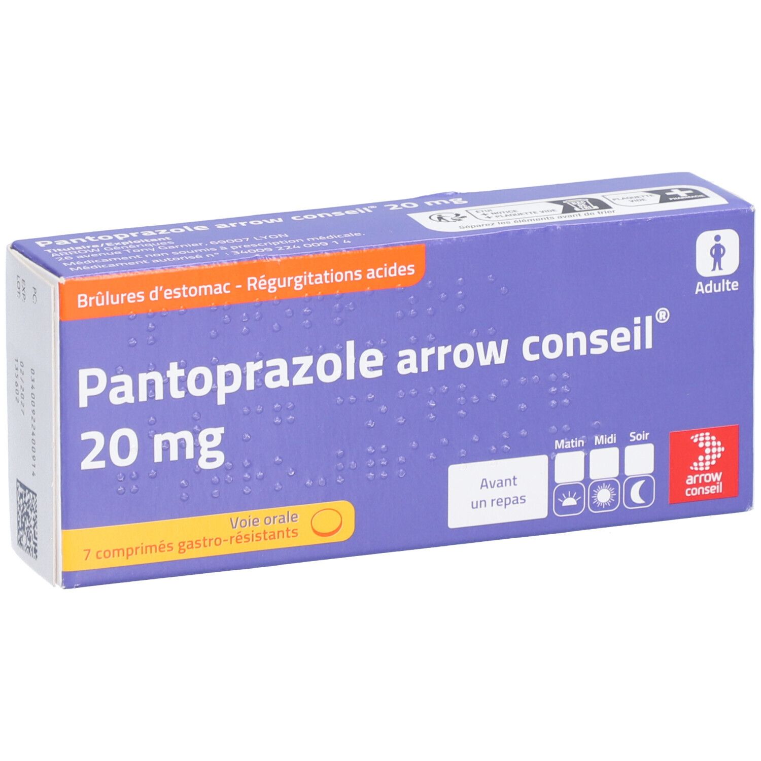 Arrow Pantoprazole 20 mg comprimés gastrorésistants