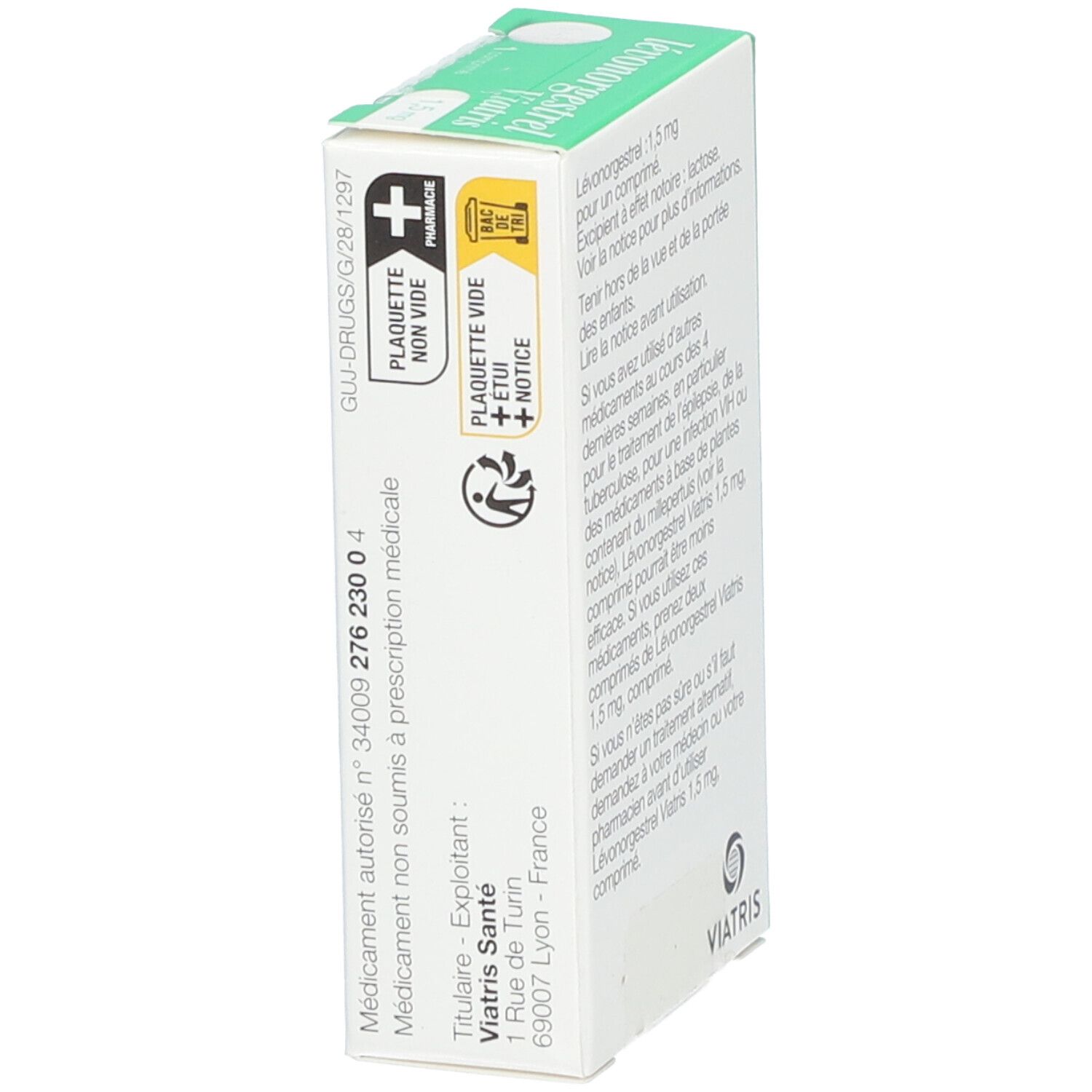 Lévonorgestrel Mylan 1,5 mg