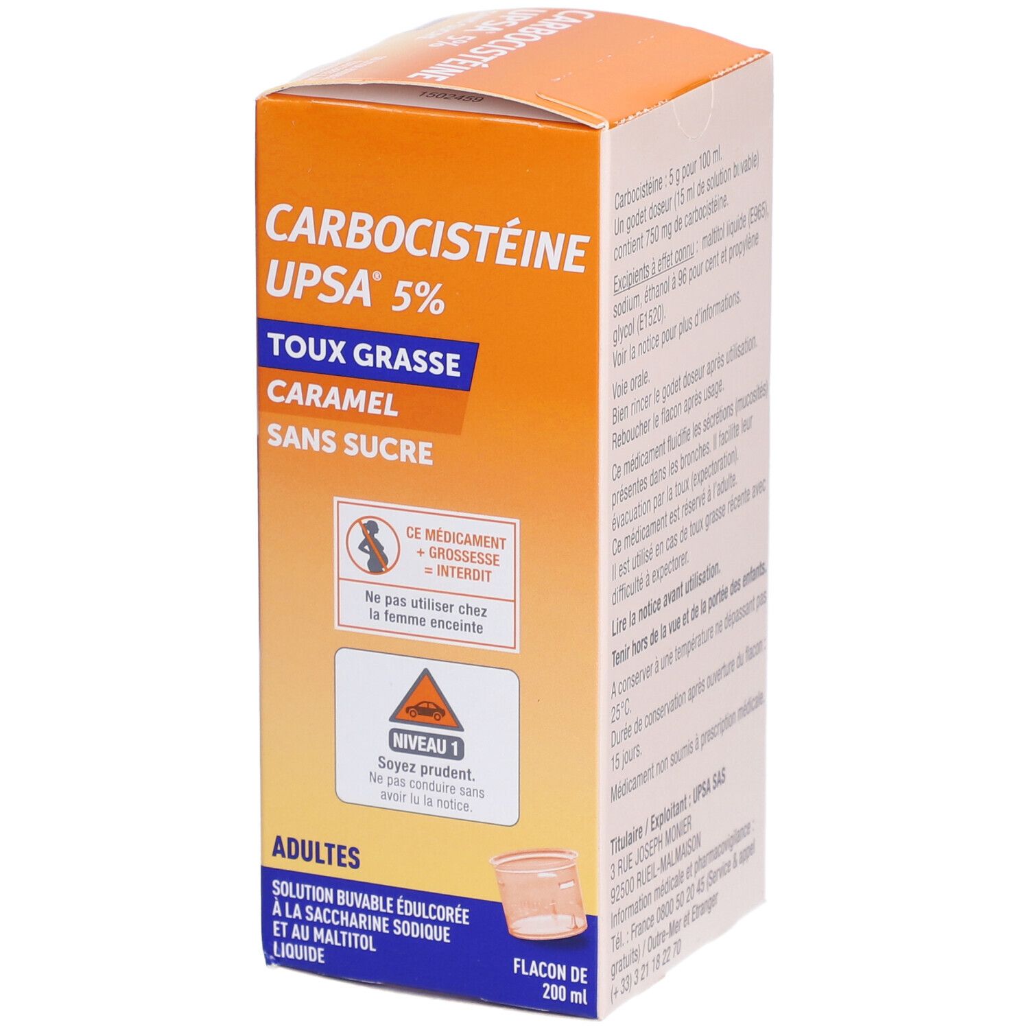 CARBOCISTÉINE 5% Toux Grasse Adulte - Sirop sans sucre