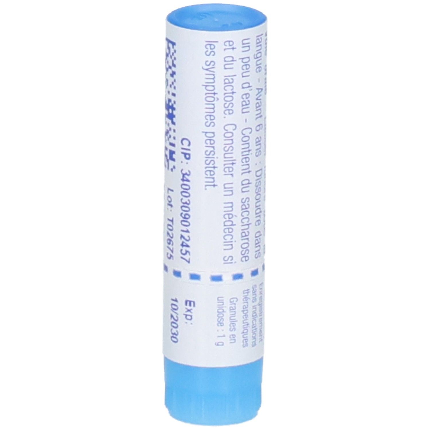 AVIAIRE BOIRON 9 CH Dose: verso avec CIP, numéro de lot et date d'expiration.