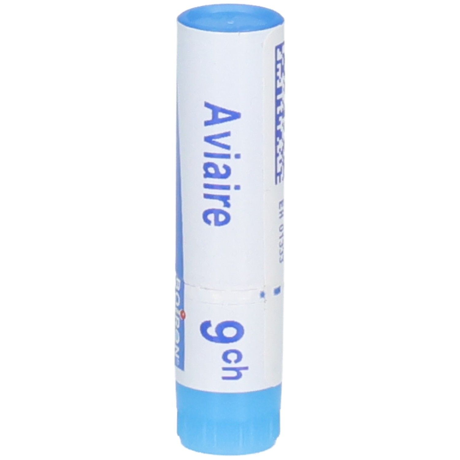 AVIAIRE BOIRON 9 CH Dose: tube blanc avec capuchons bleus, affiche le nom du produit et la puissance.