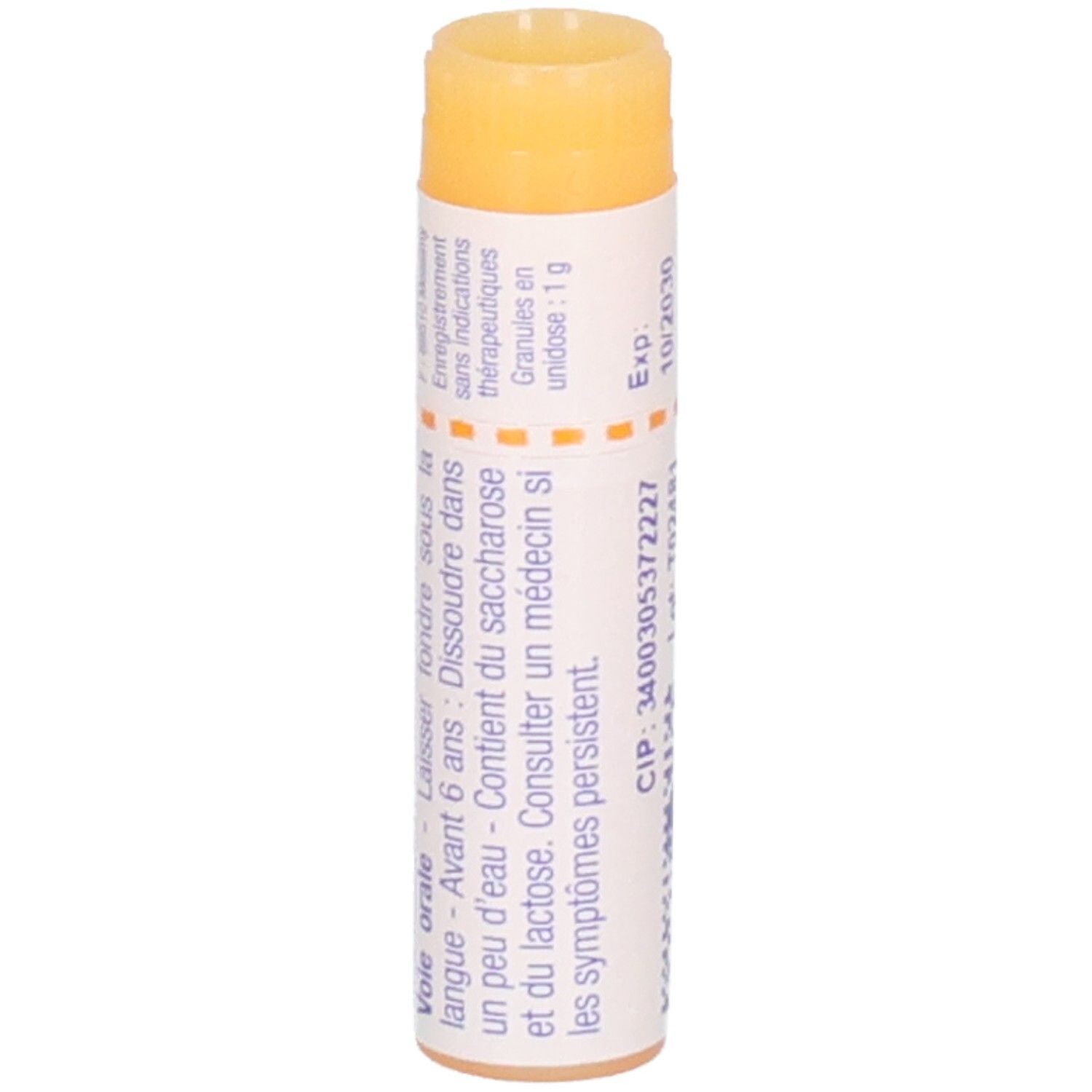Opium 15 CH : Arrière du tube avec instructions d'utilisation et ingrédients.