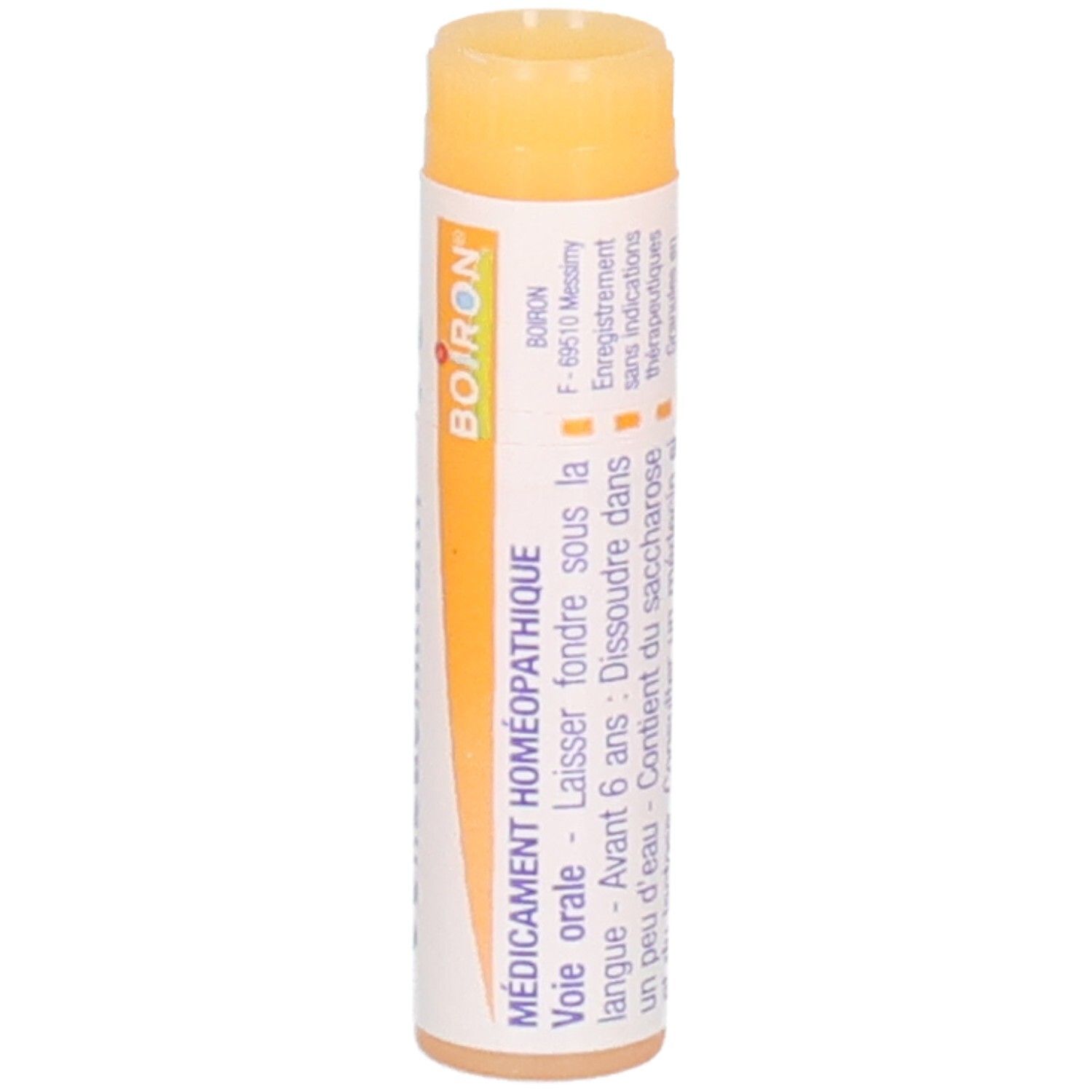 Médicament Boiron : Colibacillinum 15 CH. Voie orale. Bouchon orange.