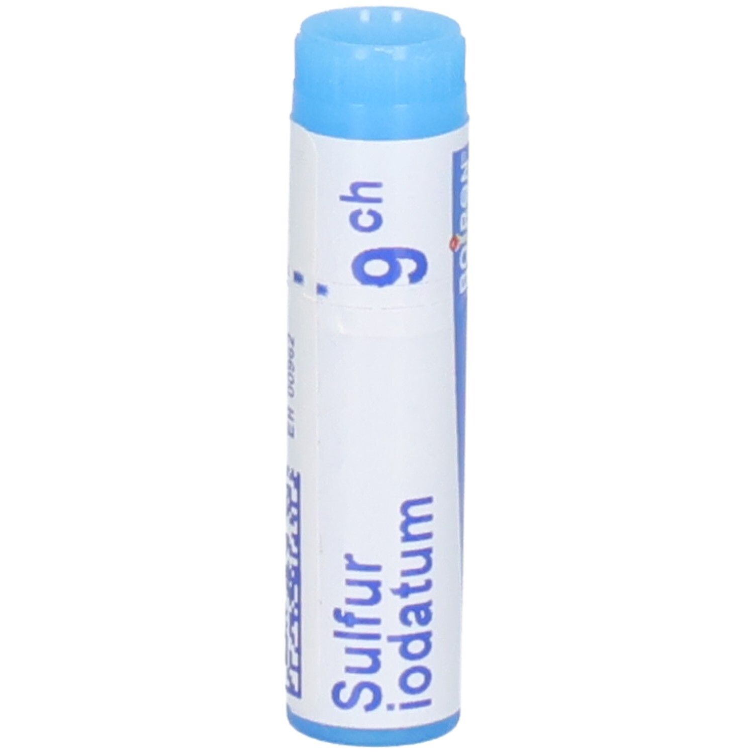 Médicament homéopathique : Sulfur iodatum 9 CH dans un tube bleu.