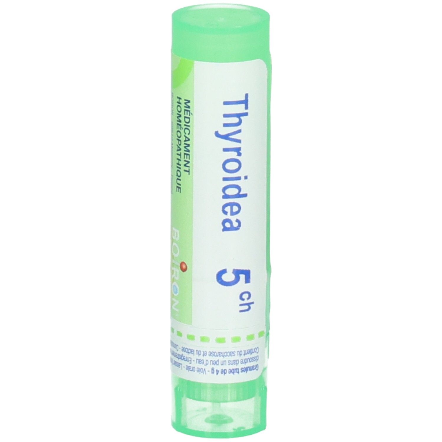 Tube vert avec inscription THYROIDEA 5 CH.