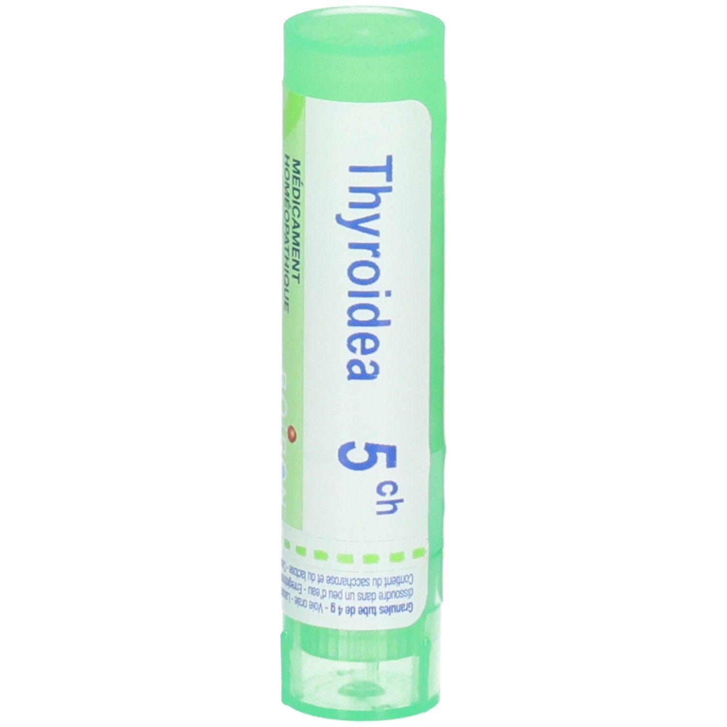 Tube vert avec inscription THYROIDEA 5 CH.