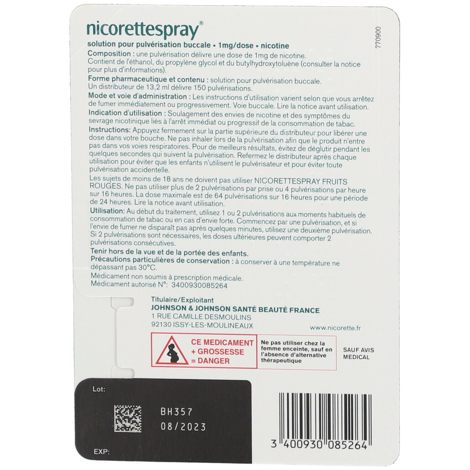 Nicorettespray® Spray Buccal Fruit rouges 1 mg/dose