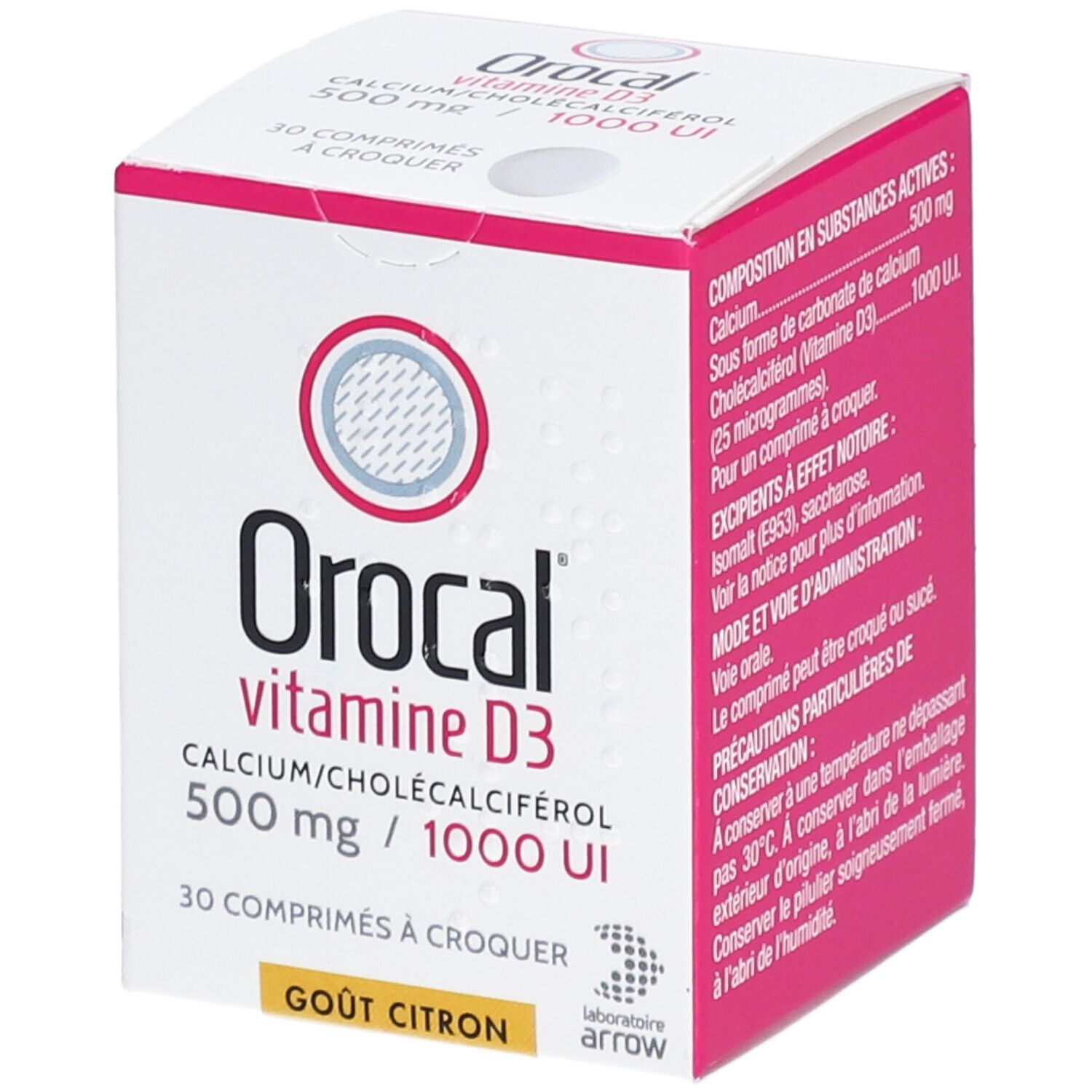 Orocal Vitamine D3 500 mg / 1000 UI comprimés à croquer