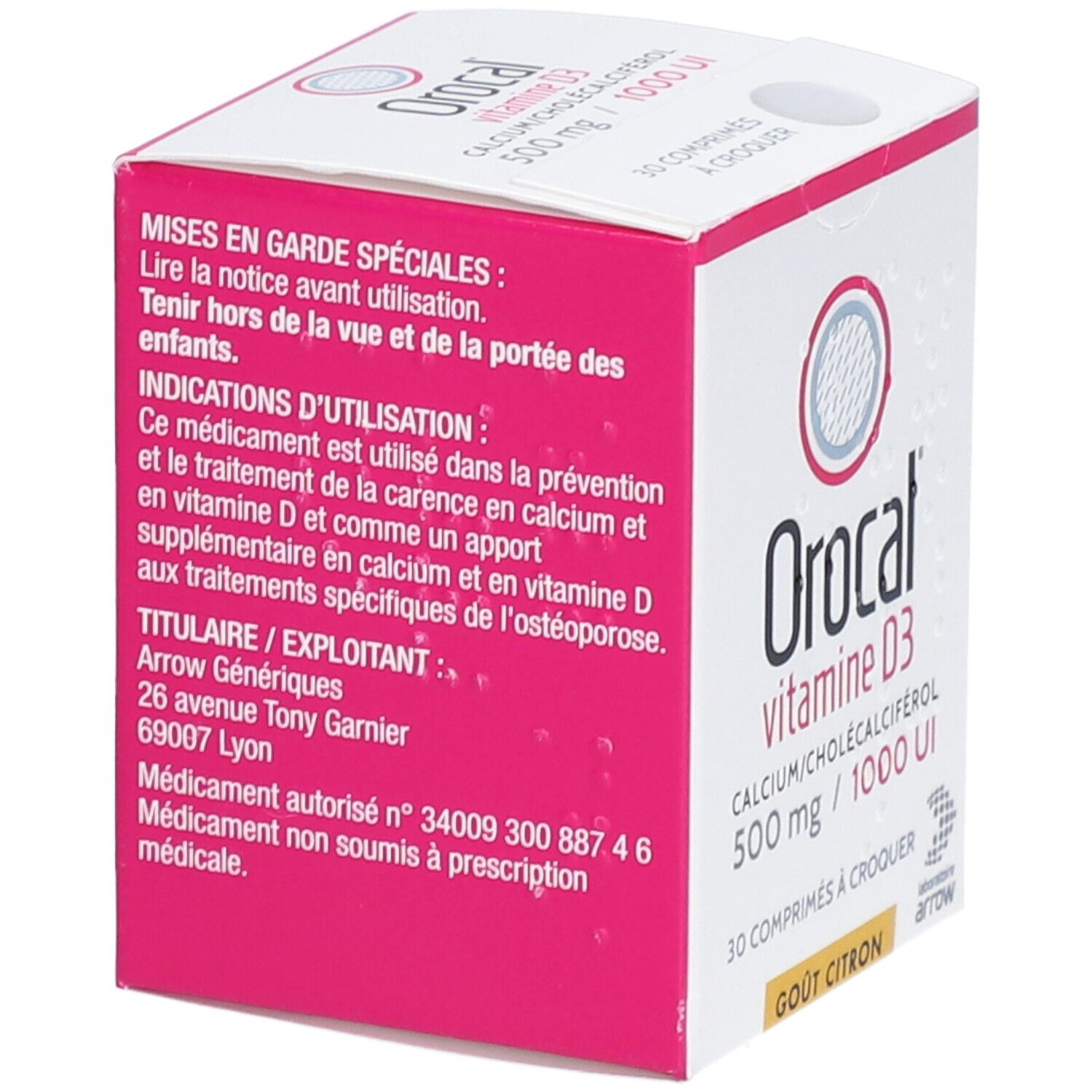 Orocal Vitamine D3 500 mg / 1000 UI comprimés à croquer