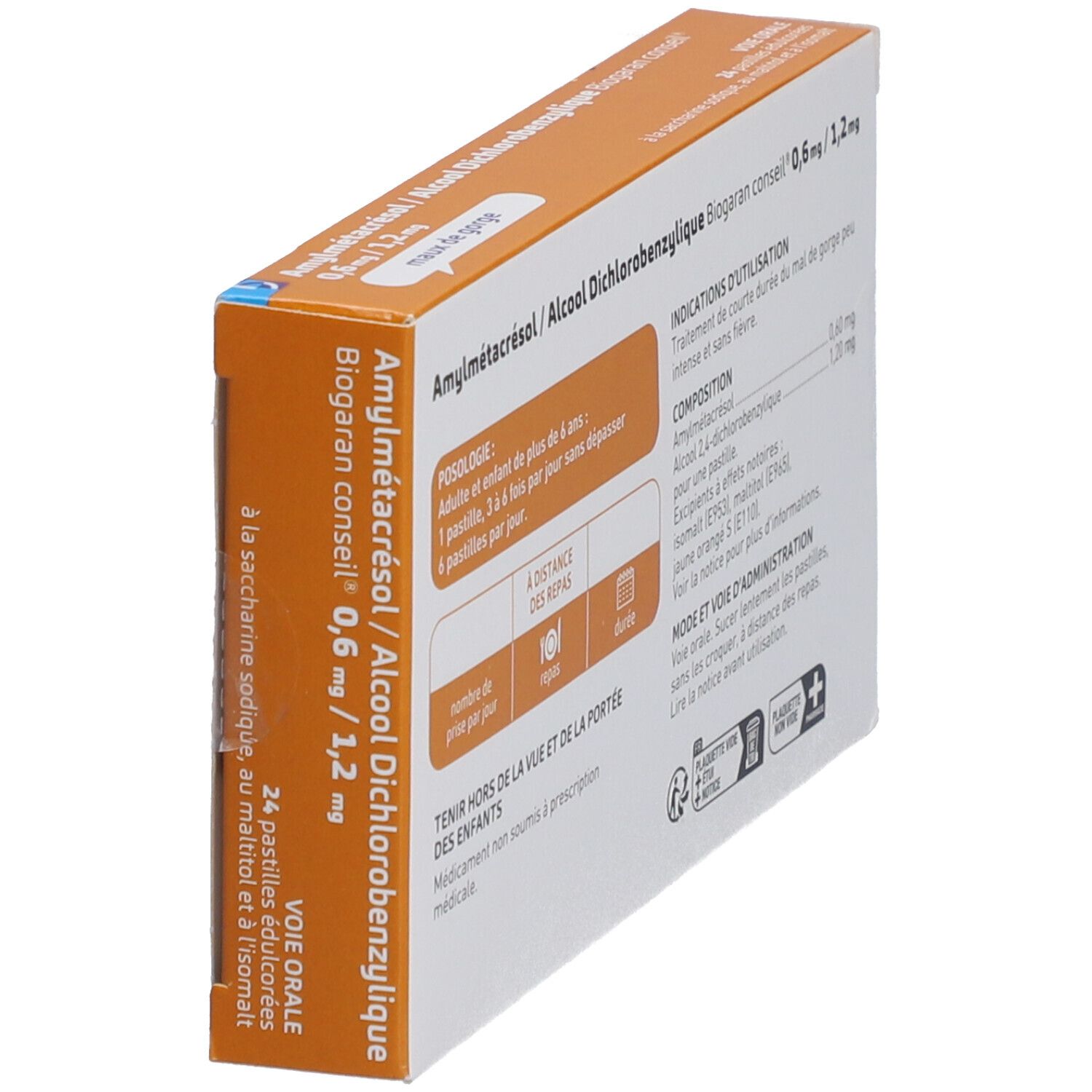 Amylmetacresol/Alcool dichlorobenzylique Biogaran Conseil – Pastille 0,6 mg/1,2 mg Miel Citron