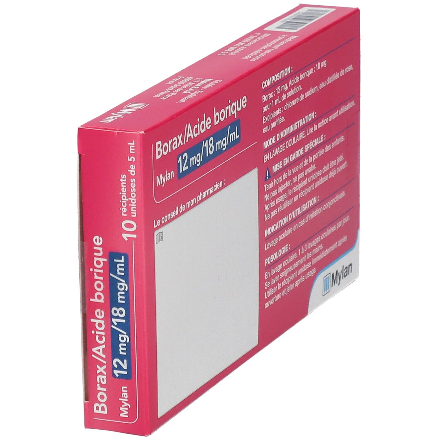 Borax/Acide Borique 12mg/18mg/ml Viatris - irritations conjonctivales