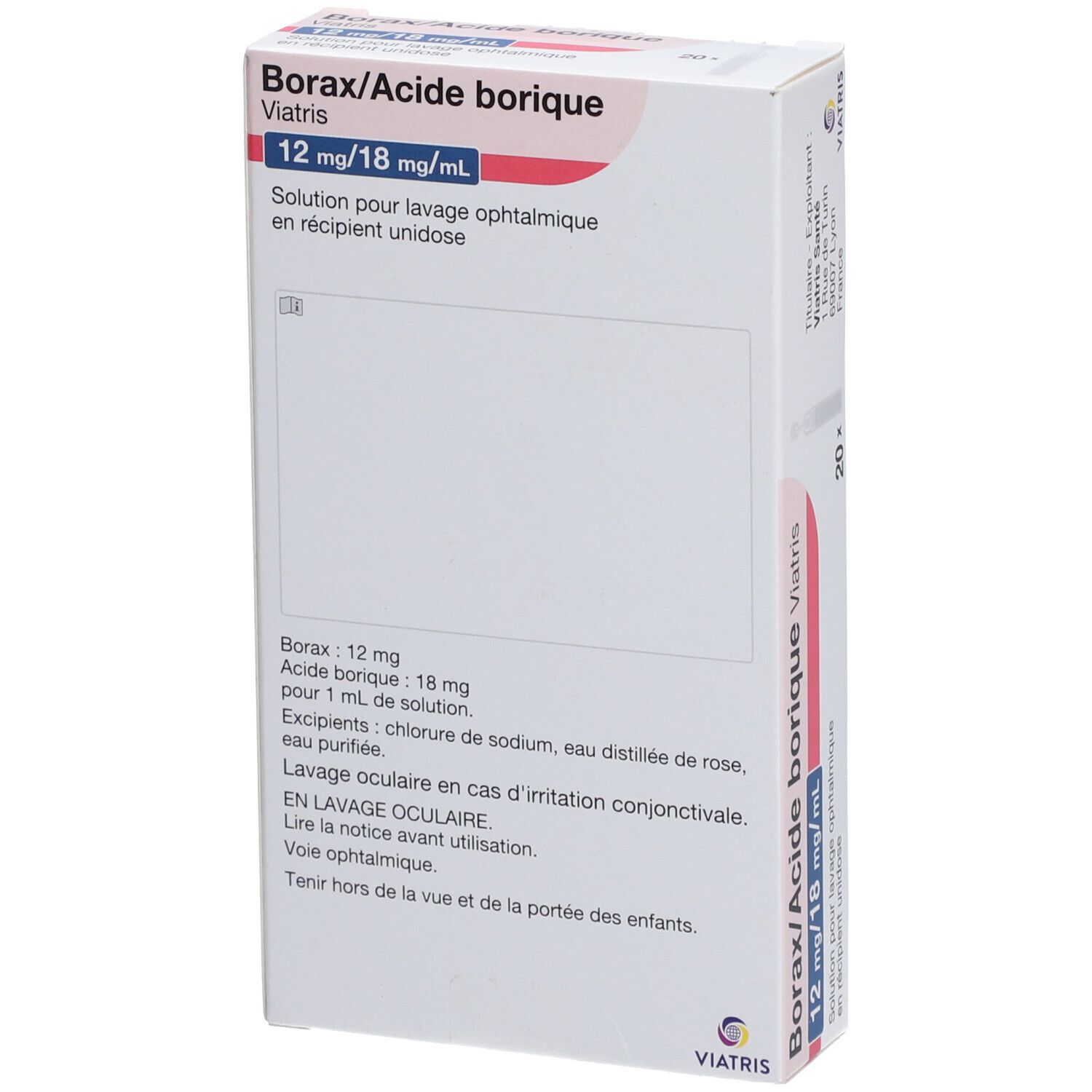 Mylan Viatris Borax Acide Borique solution oculaire
