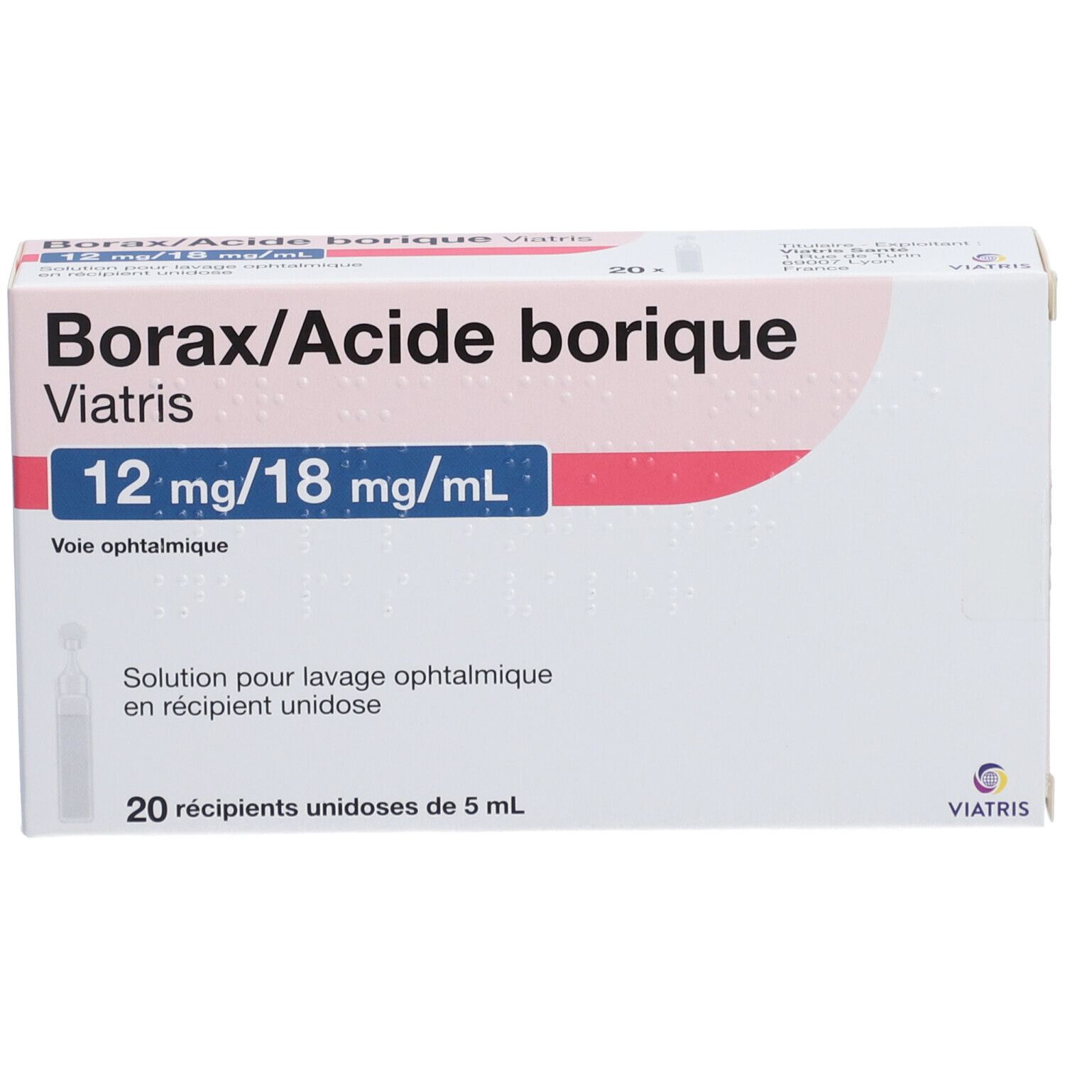 Mylan Viatris Borax Acide Borique solution oculaire