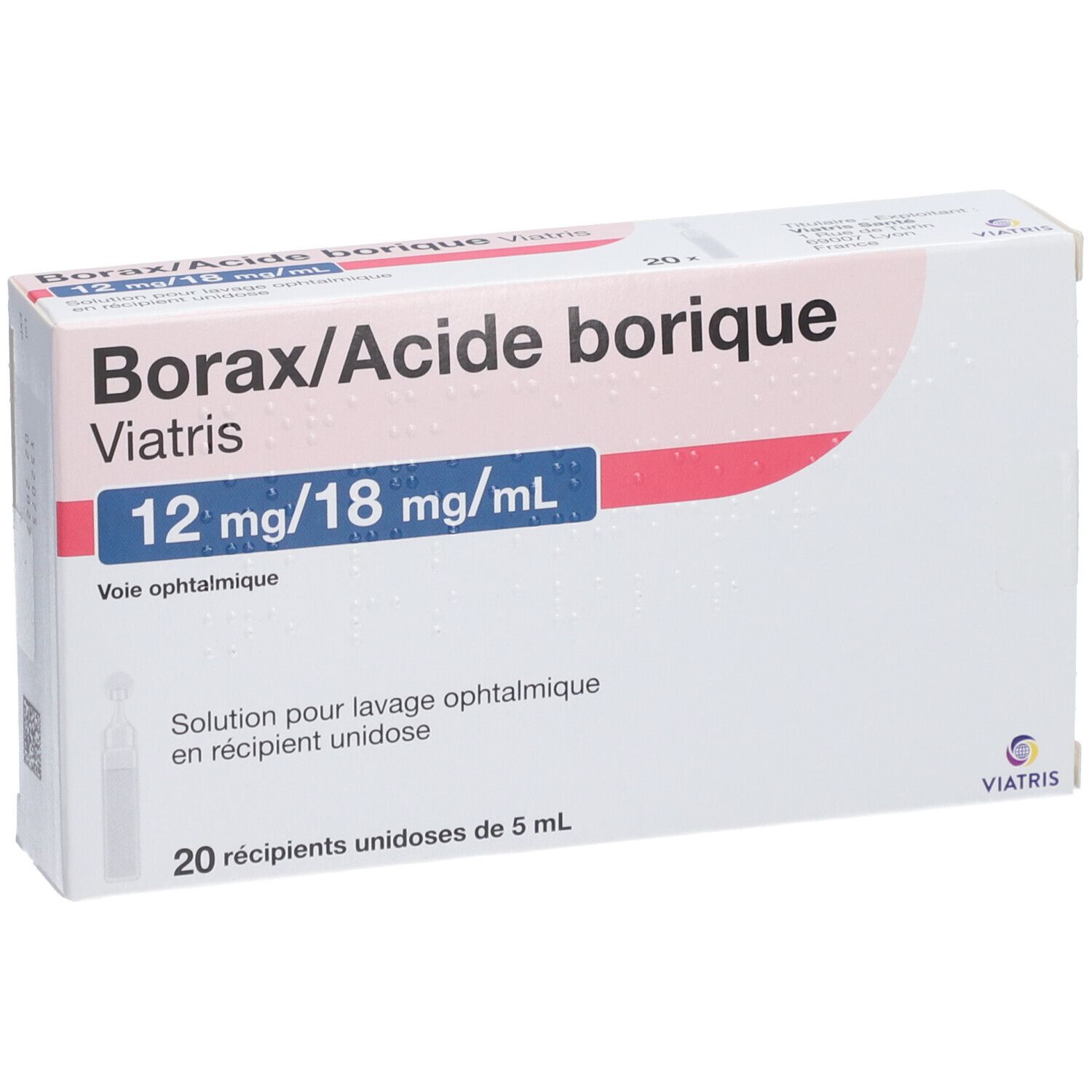 Mylan Viatris Borax Acide Borique solution oculaire
