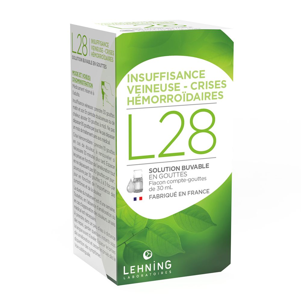 Lehning L28 – Insuffisance Veineuse & Crise Hémorroïdaire – Gouttes Homéopathiques