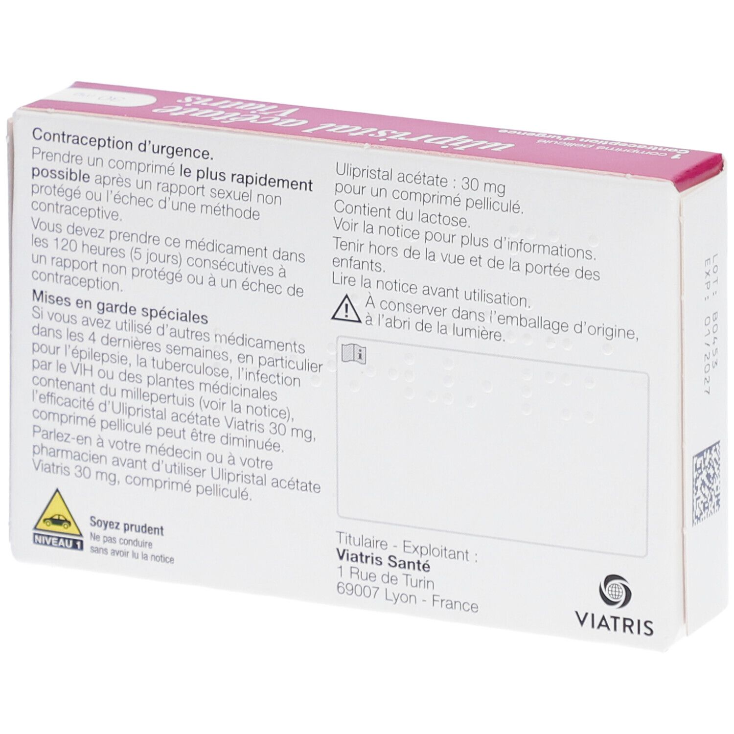 Ulipristal Acetate Viatris comprimé contraception