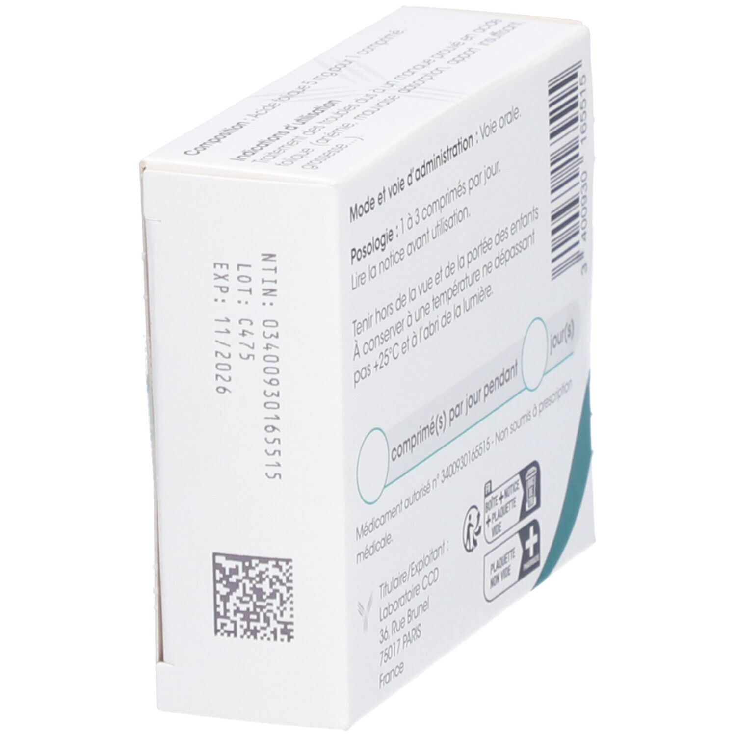 Acide Folique CCD 5 mg Comprimés