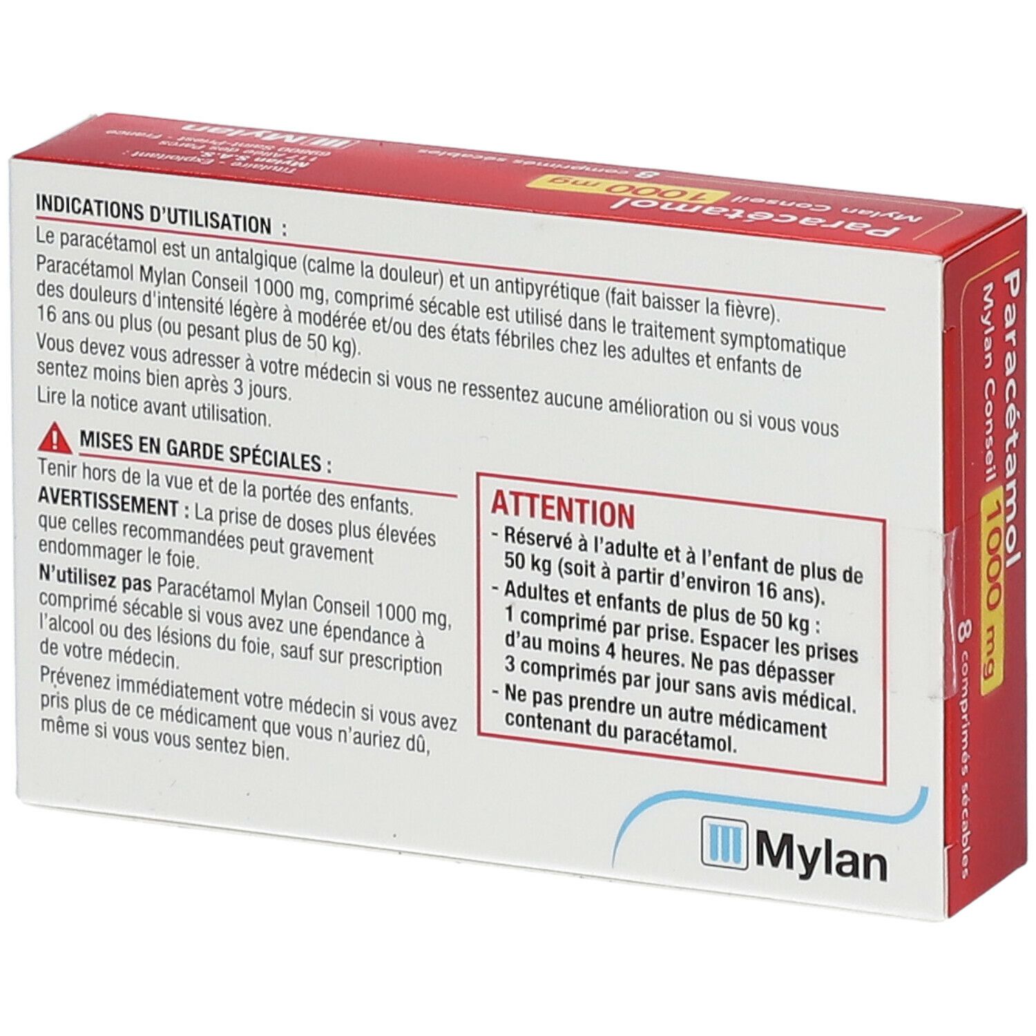 Paracétamol Mylan Conseil 1000 mg
