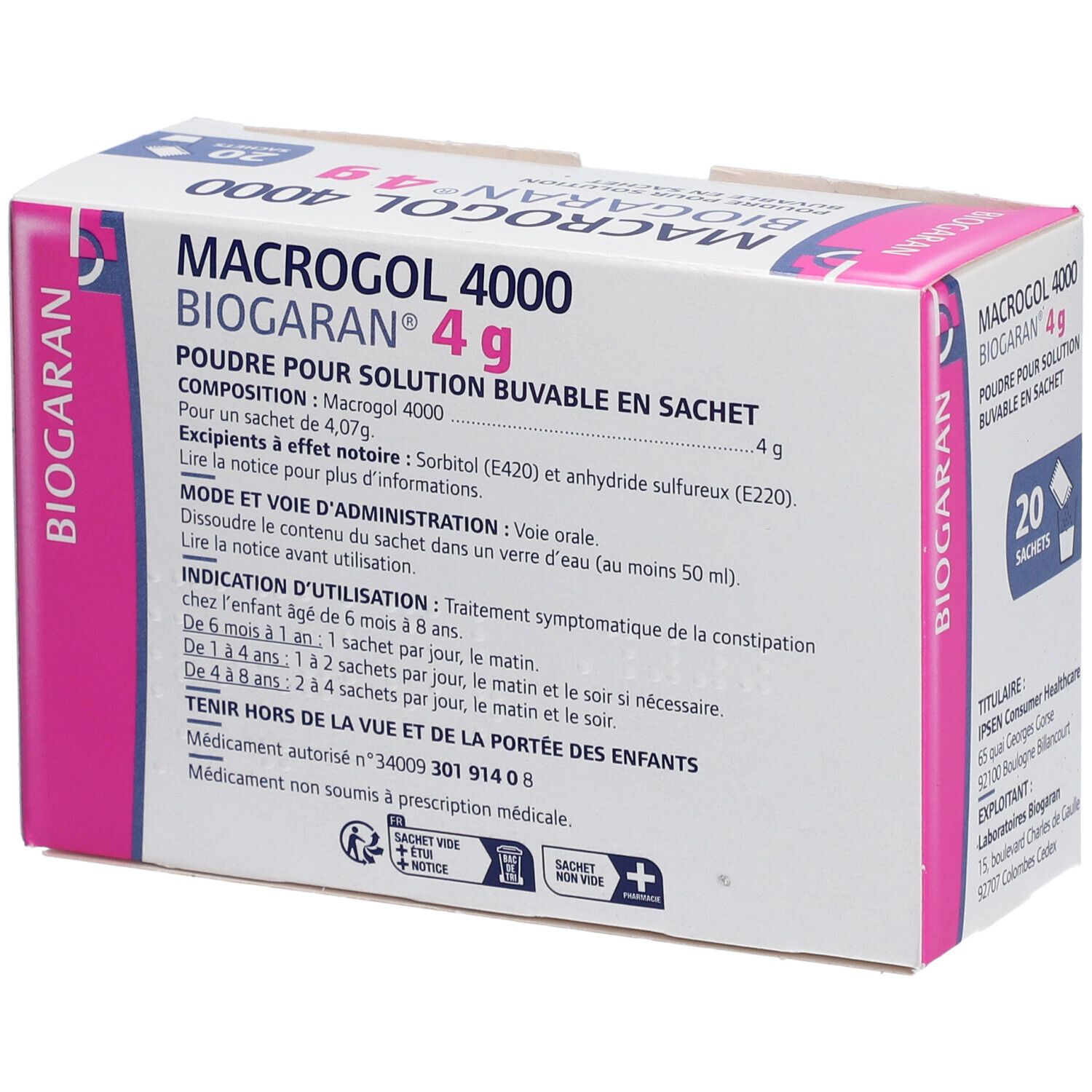 Biogaran Macrogol 4000 4 g - 20 Sachets