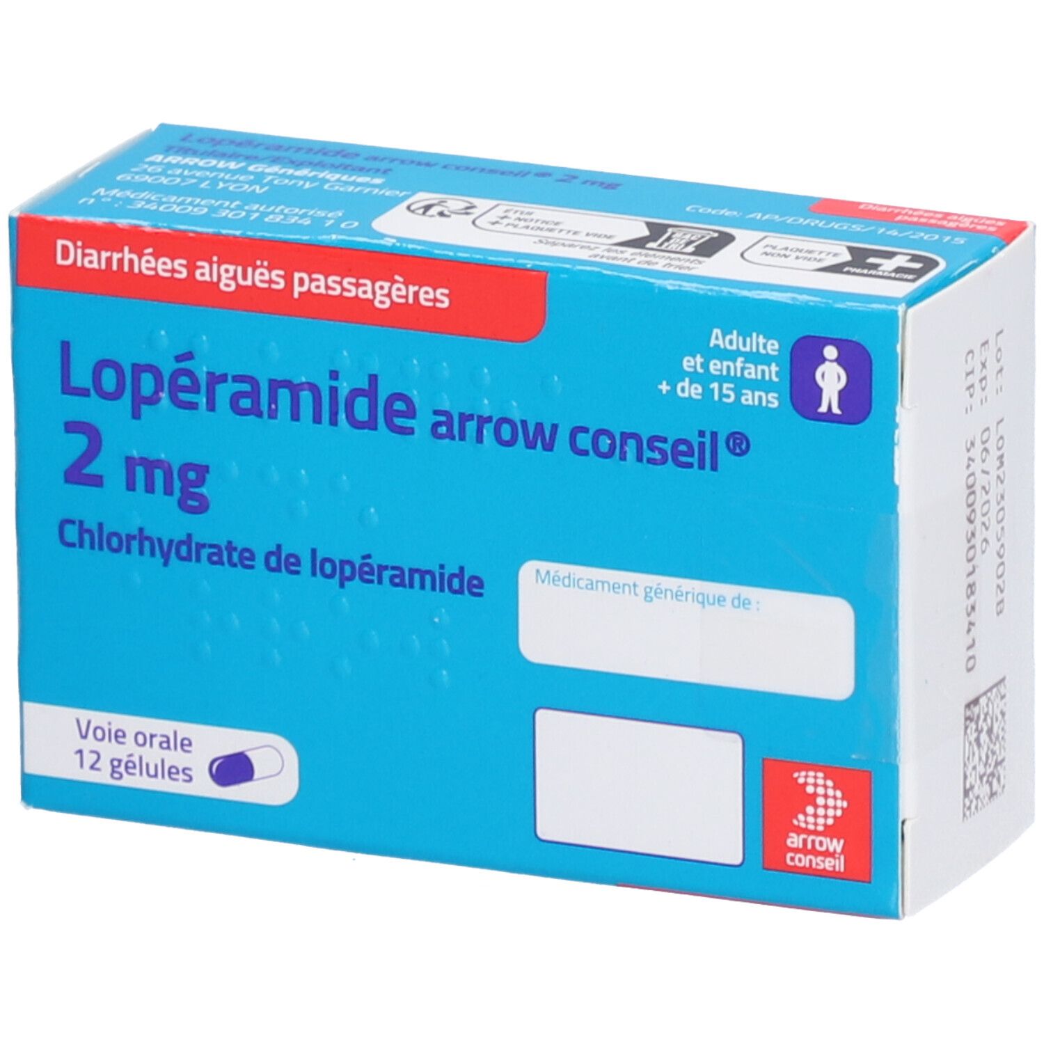 LOPERAMIDE ARROW CONSEIL 2 mg, gélule