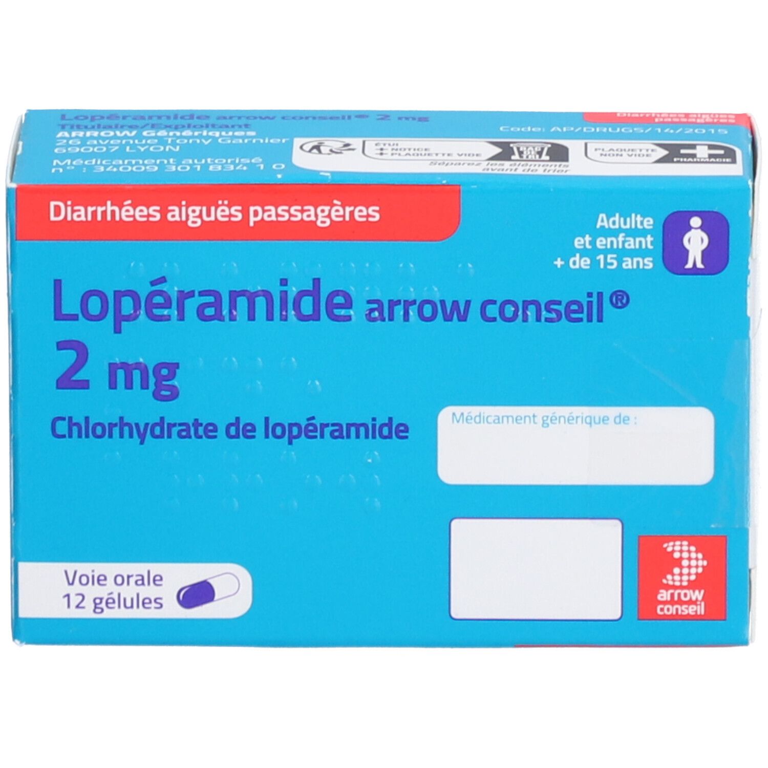 LOPERAMIDE ARROW CONSEIL 2 mg, gélule