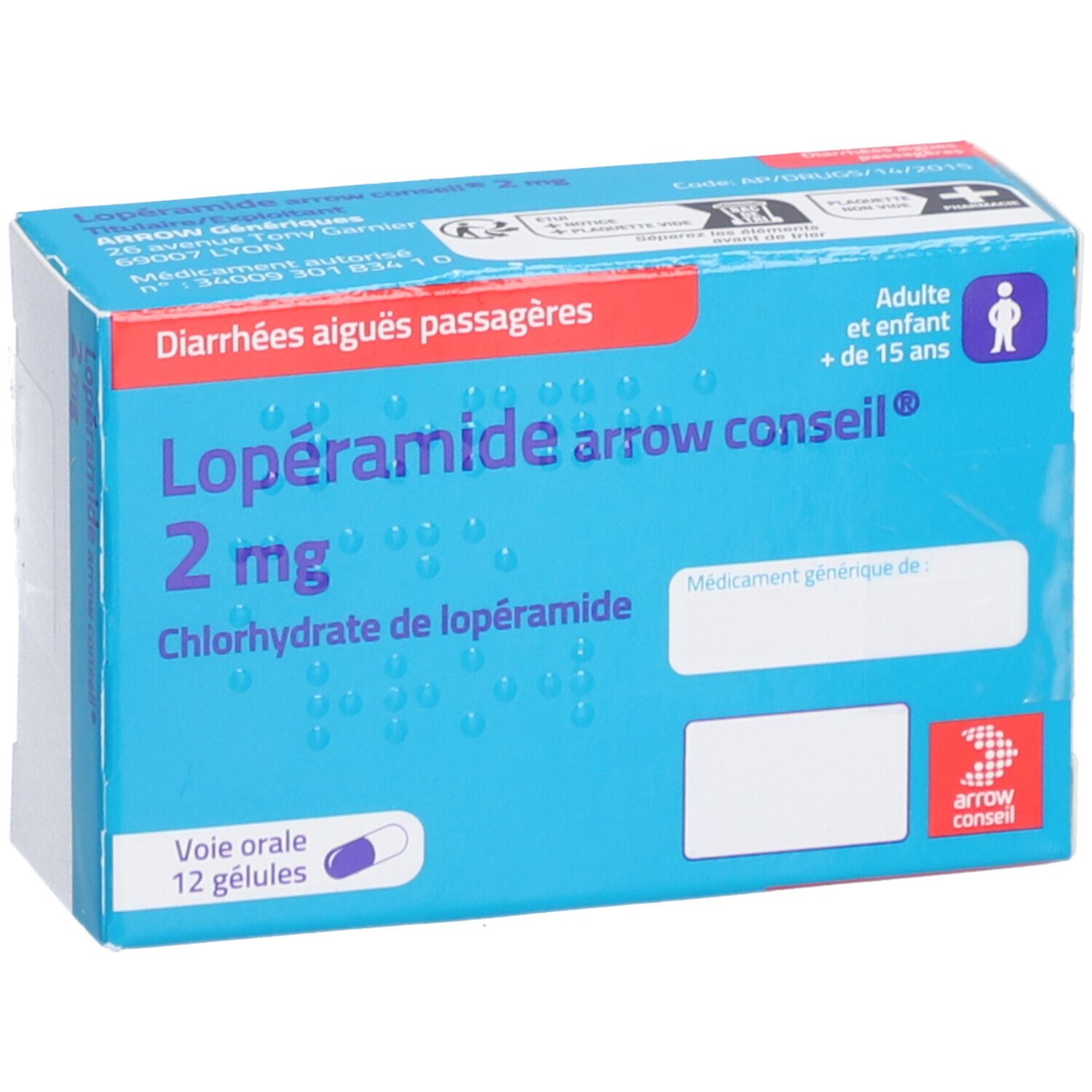 LOPERAMIDE ARROW CONSEIL 2 mg, gélule