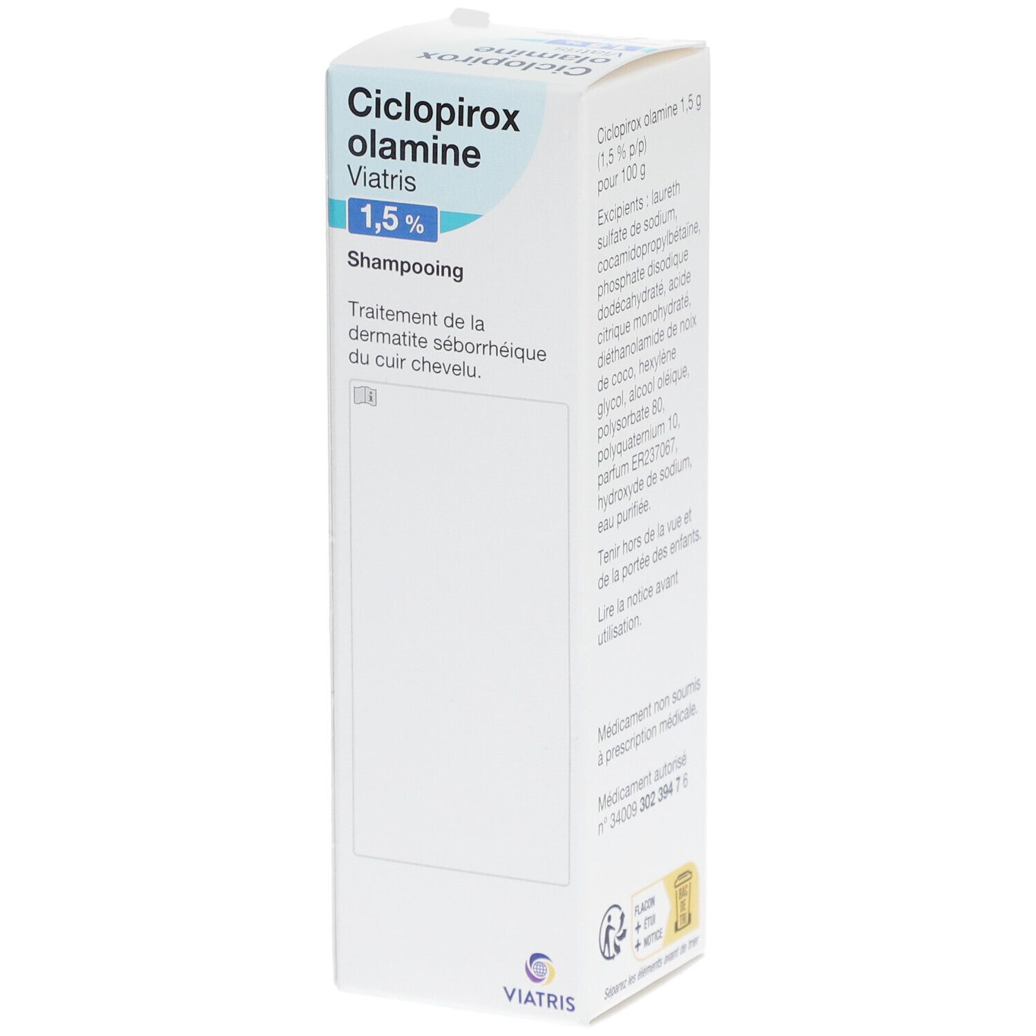 Mylan Viatris Ciclopirox Olamine Shampoo 1,5% Dermatite Séborrhéique
