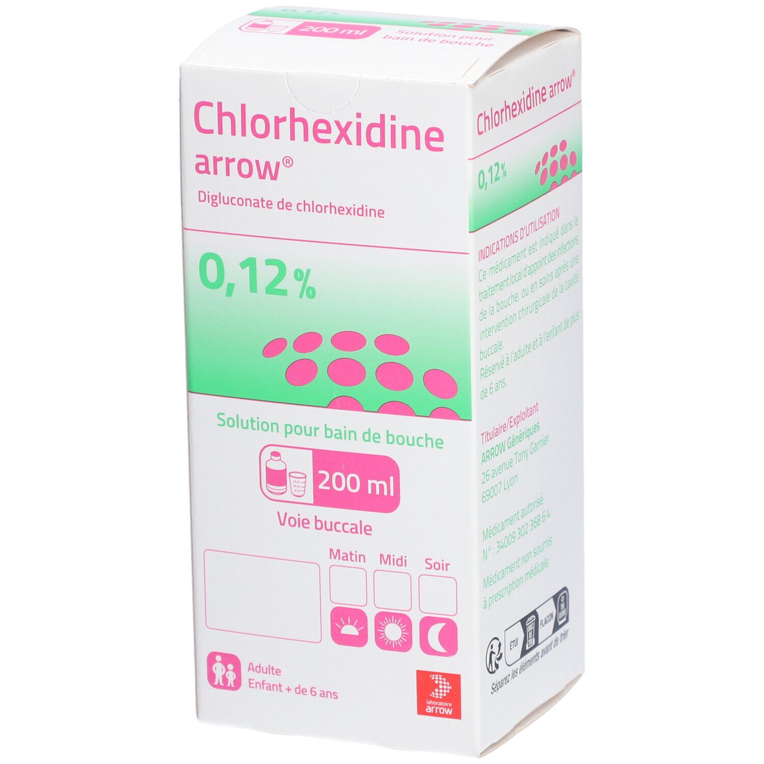 CHLORHEXIDINE ARROW 0,12 %, solution pour bain de bouche