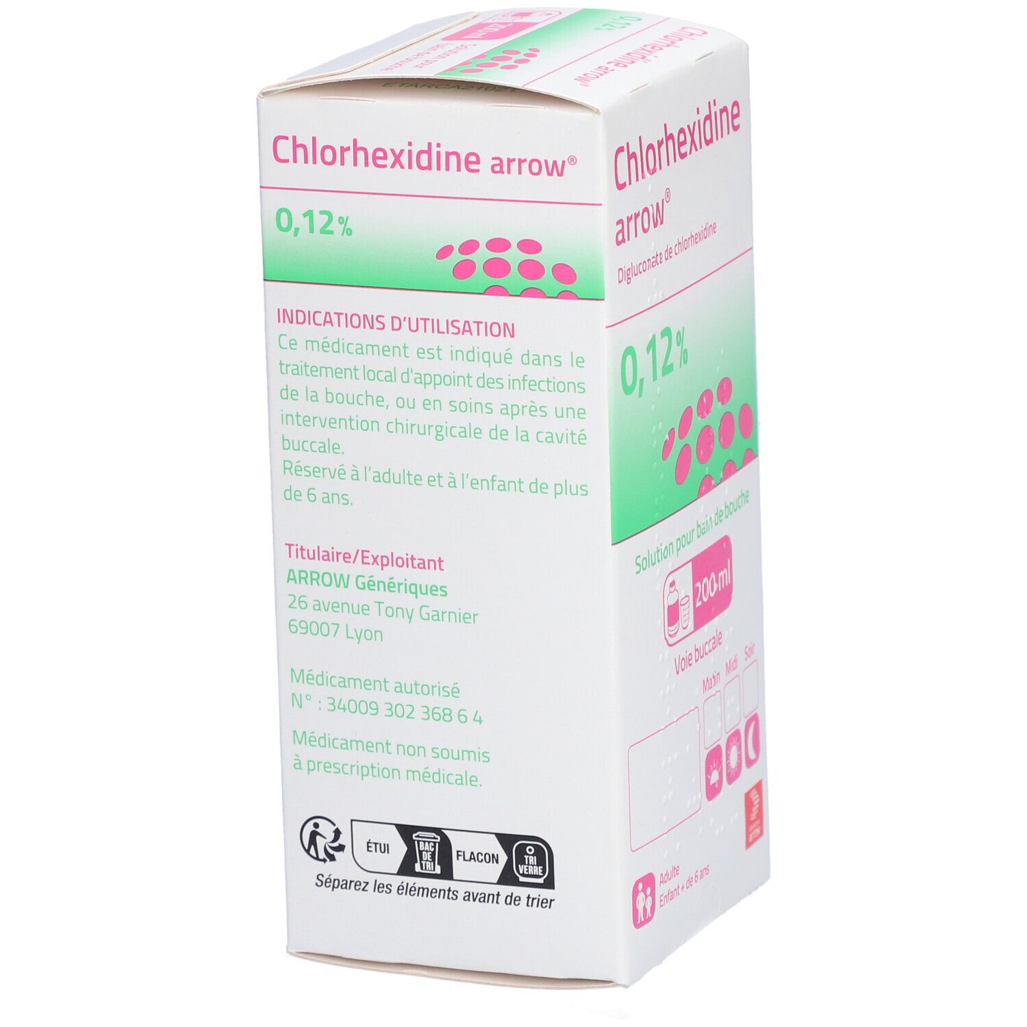 CHLORHEXIDINE ARROW 0,12 %, solution pour bain de bouche