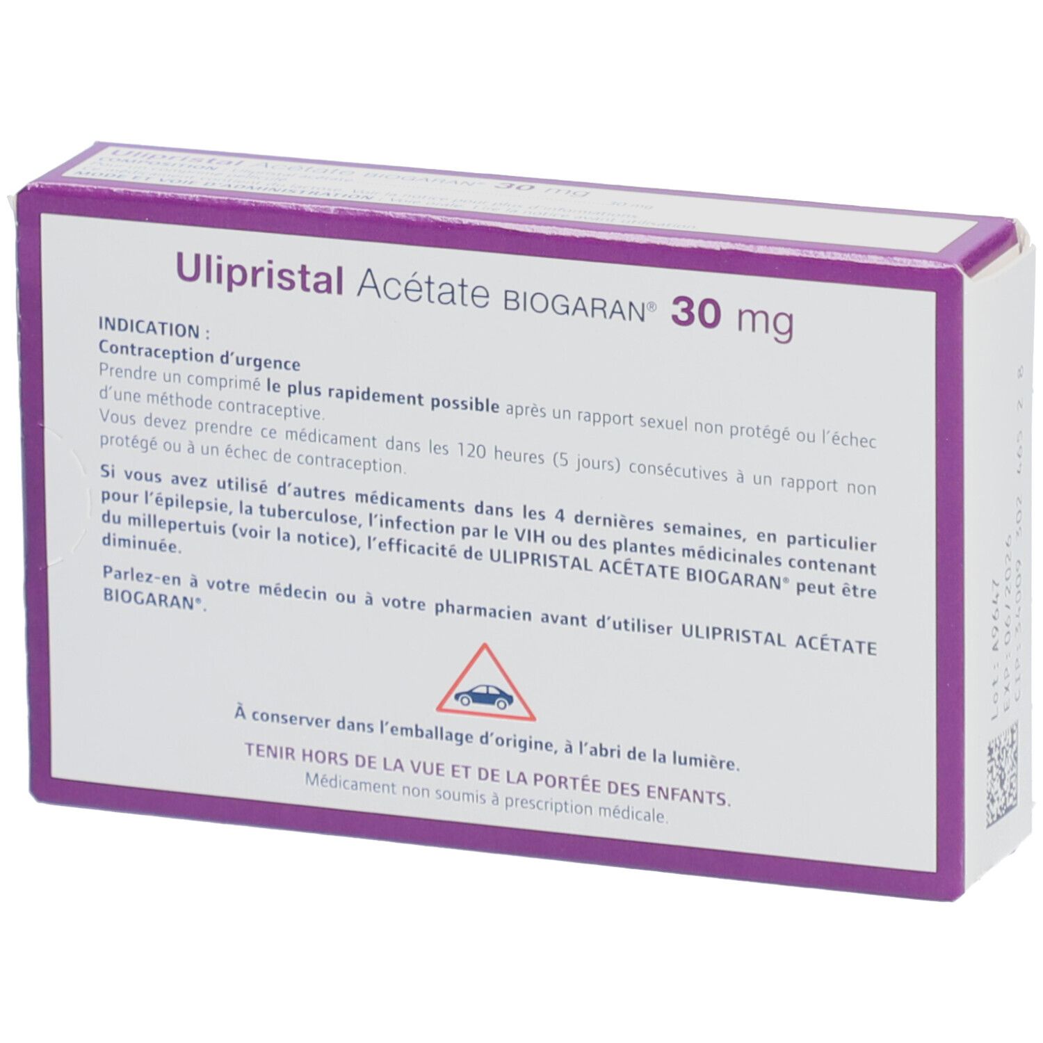 Biogaran Ulipristal Acétate 30 mg comprimé pelliculé