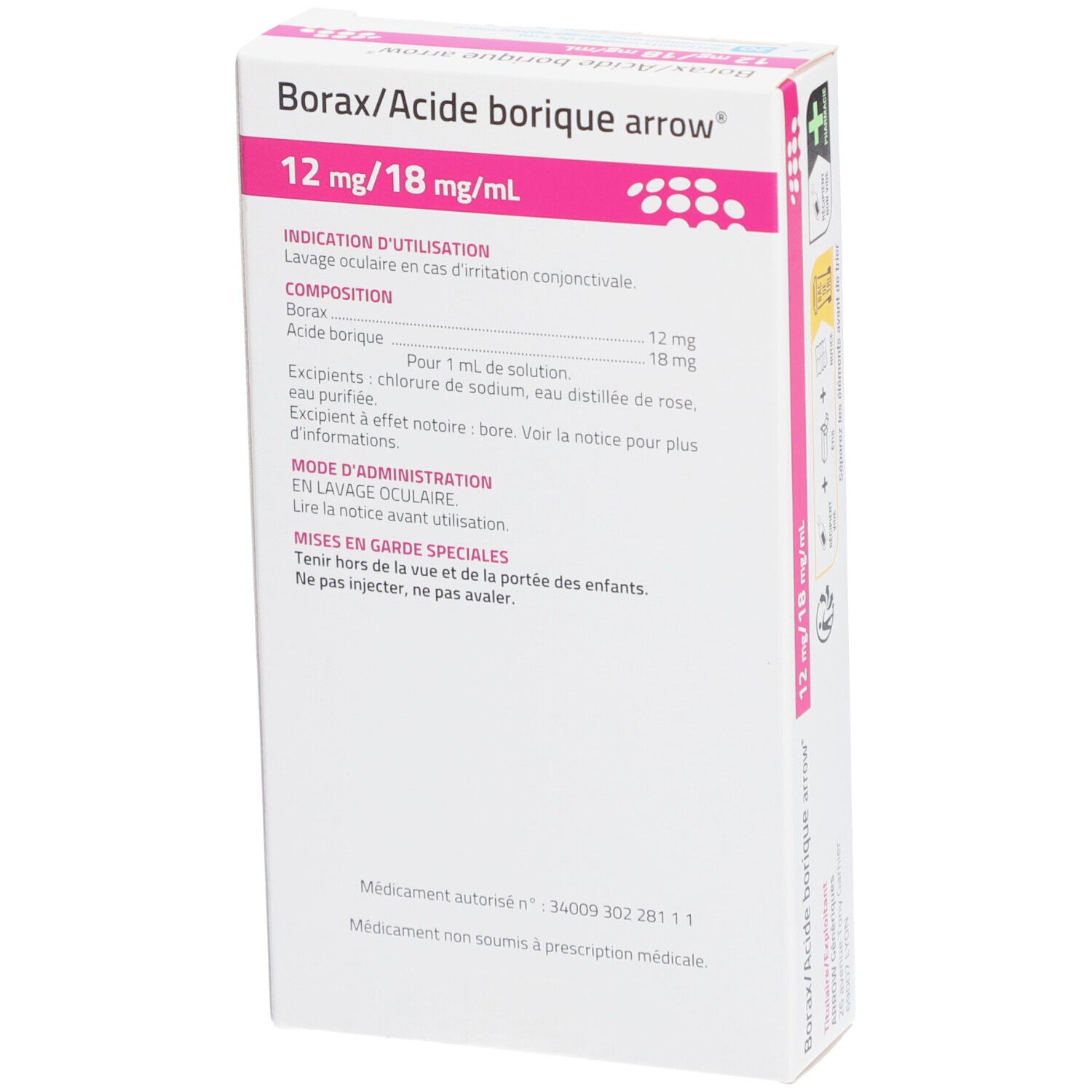 Arrow Borax Acide borique solution oculaire