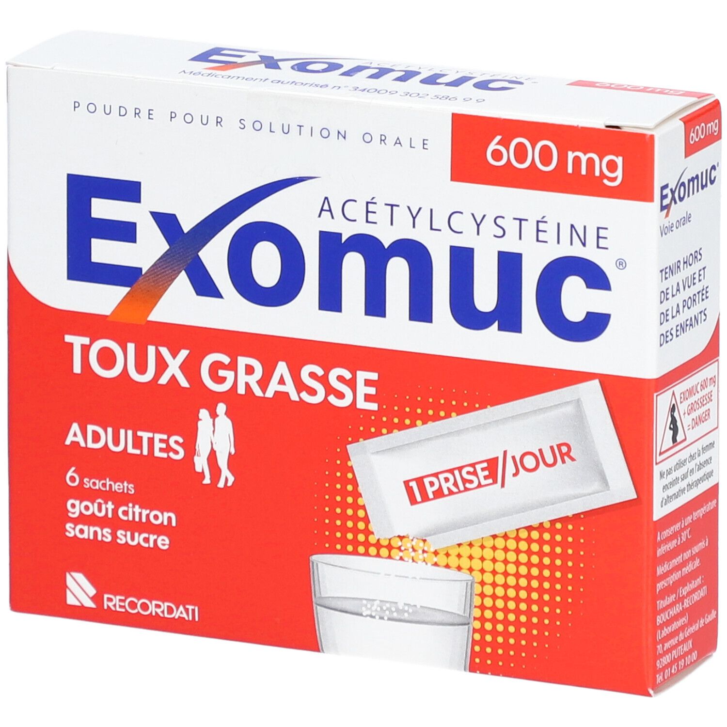 Exomuc Acétylcystéine Adultes 600 mg