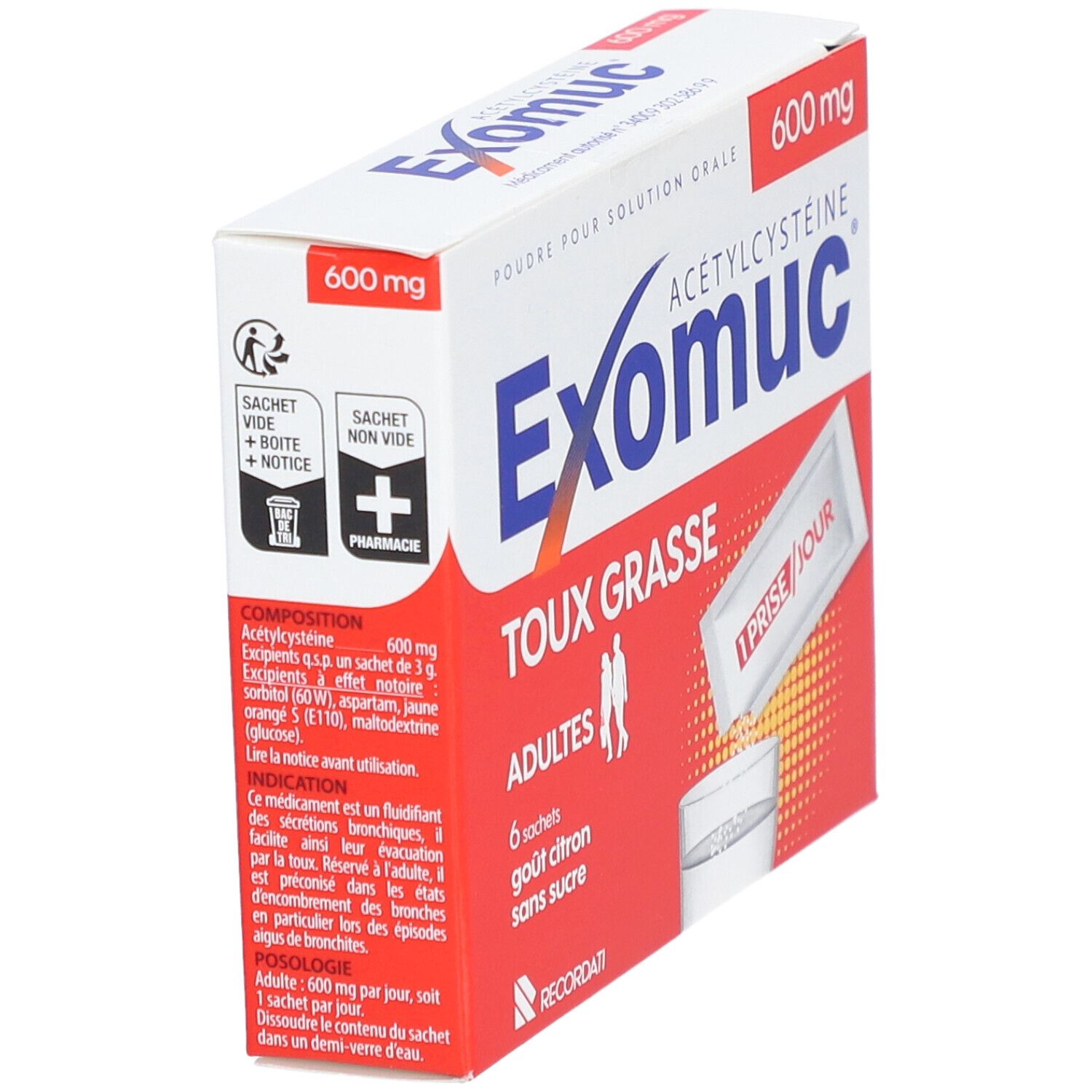 Exomuc Acétylcystéine Adultes 600 mg
