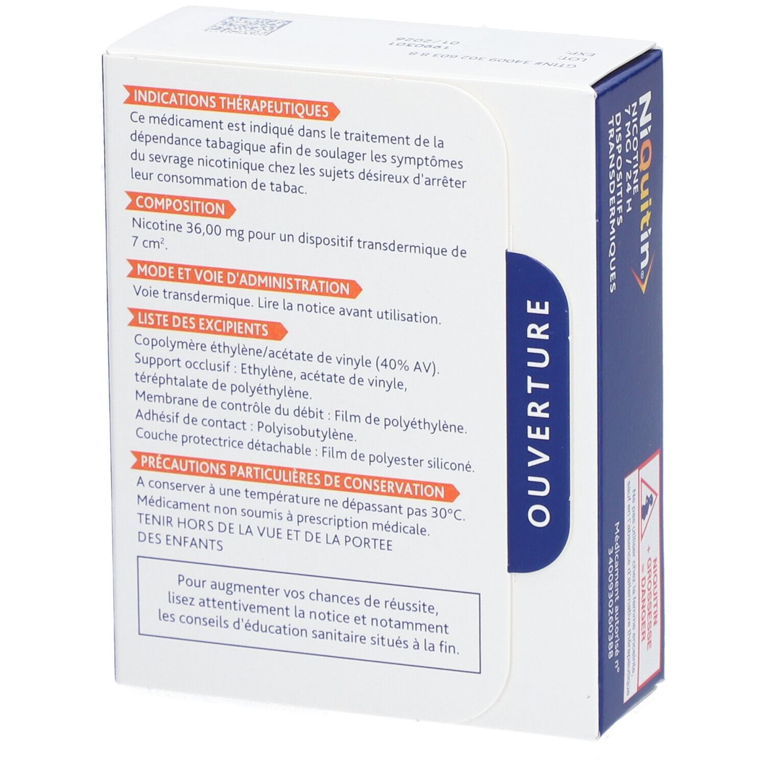 NIQUITIN dispositif transdermique 24h pour le sevrage tabagique