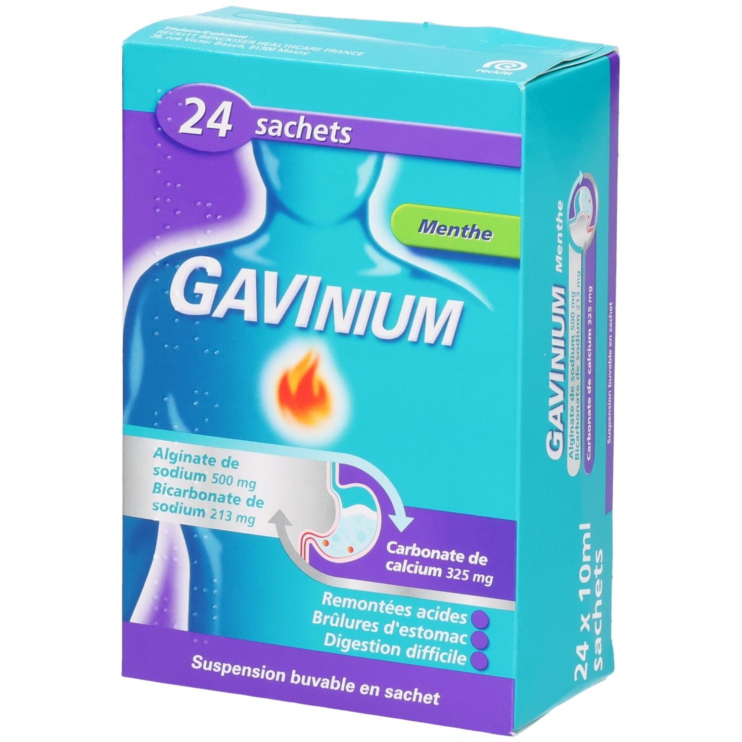 Boîte GAVINIUM 24 sachets, saveur menthe.