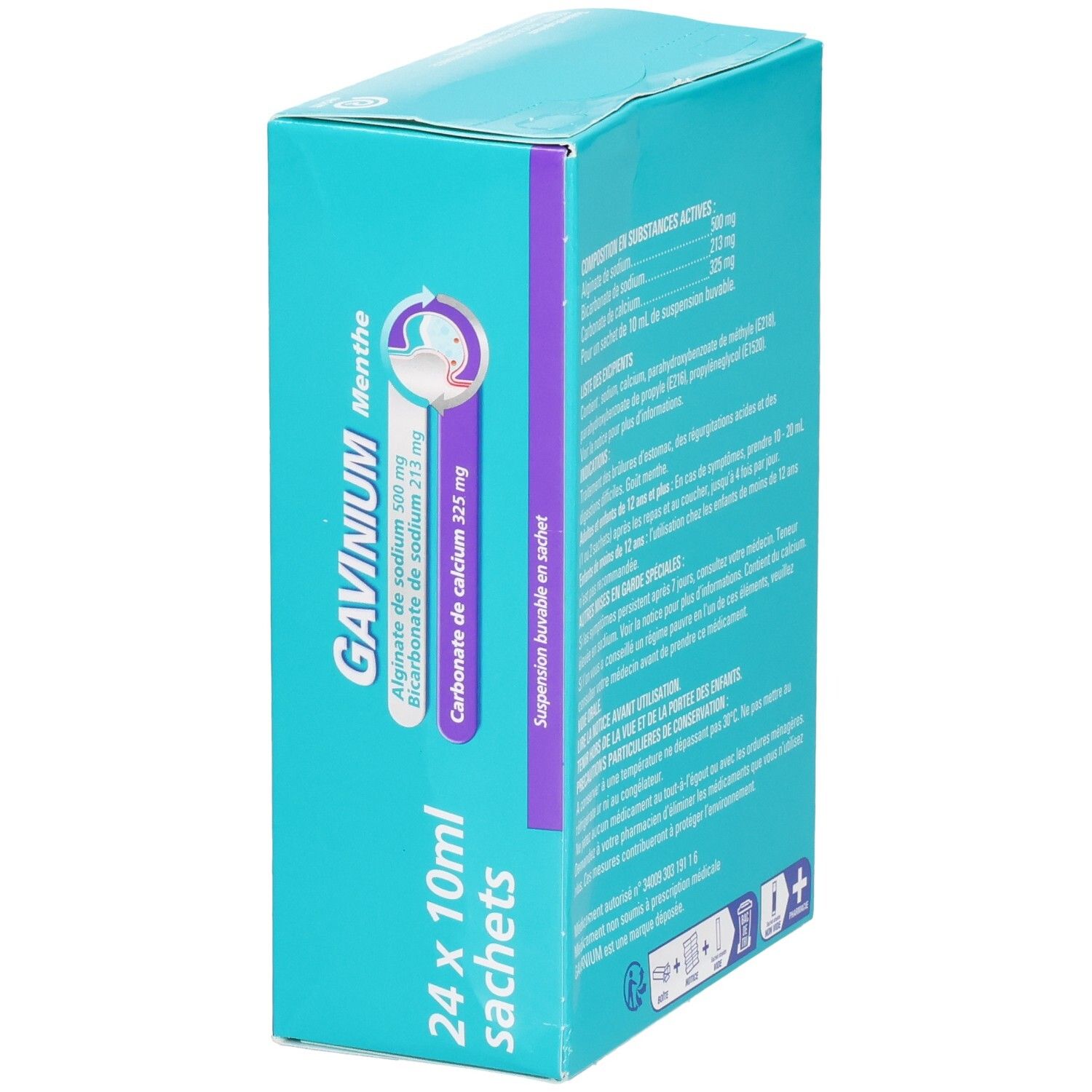 Boîte GAVINIUM 24 sachets, vue arrière.