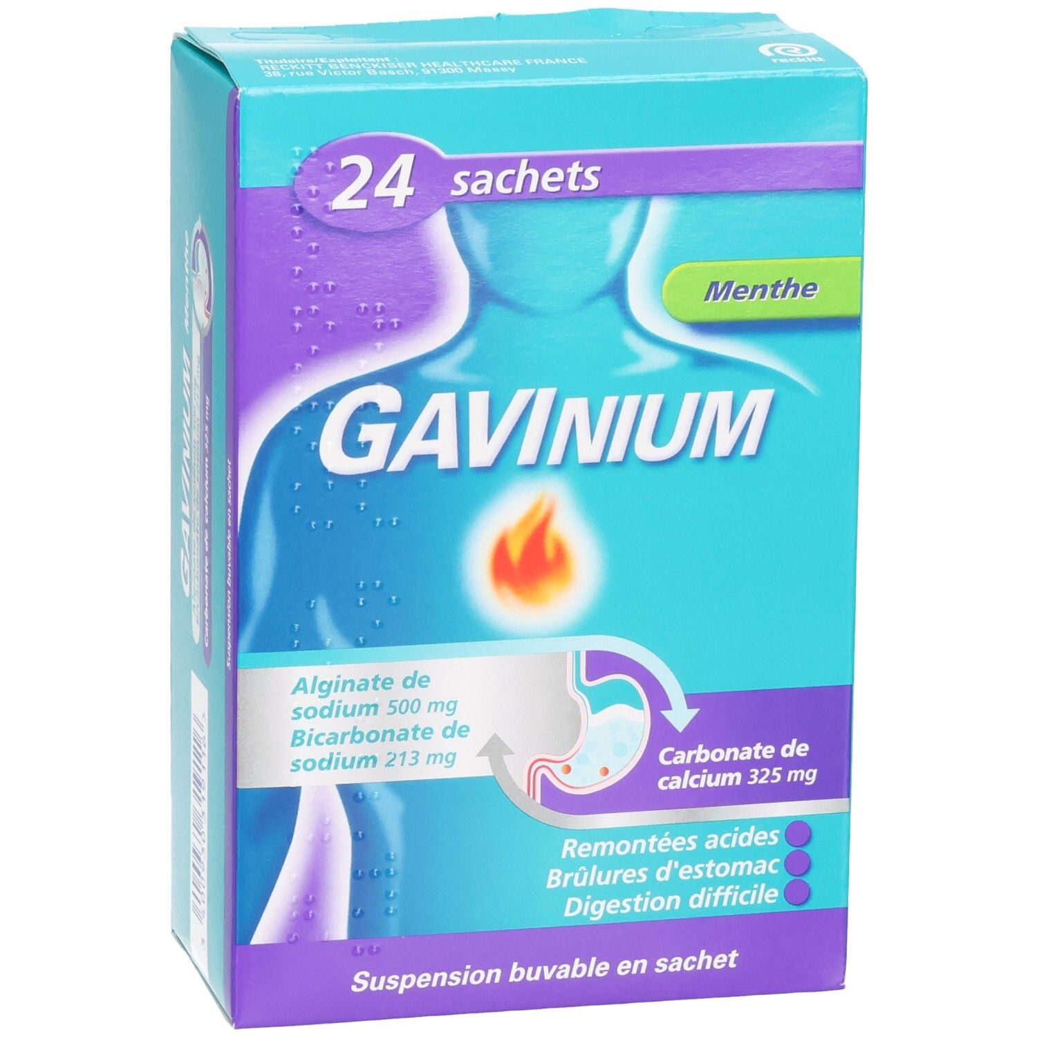 Boîte GAVINIUM 24 sachets, saveur menthe.