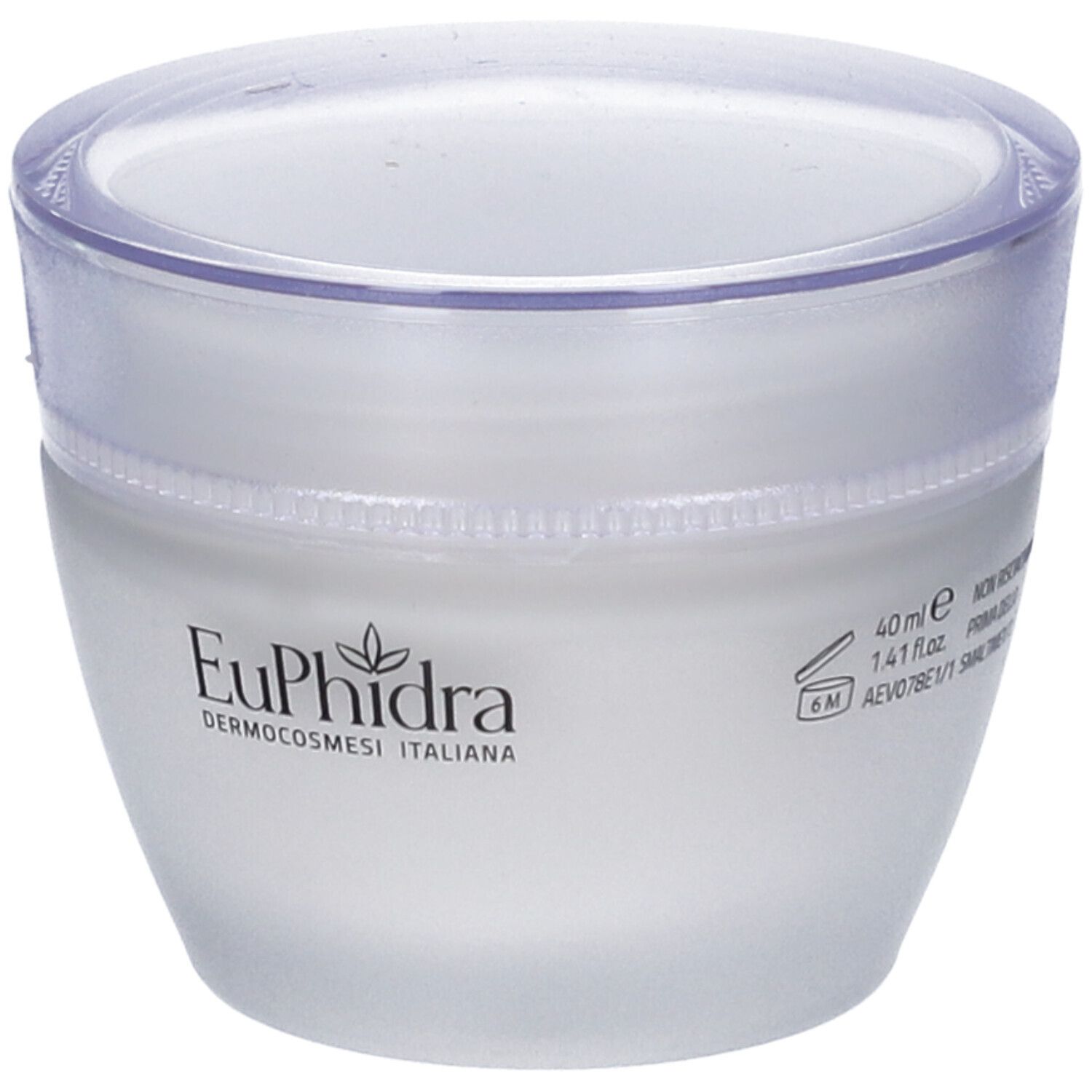 Pot EuPhidra avec logo noir et inscription 'DERMOCOSMESI ITALIANA'.