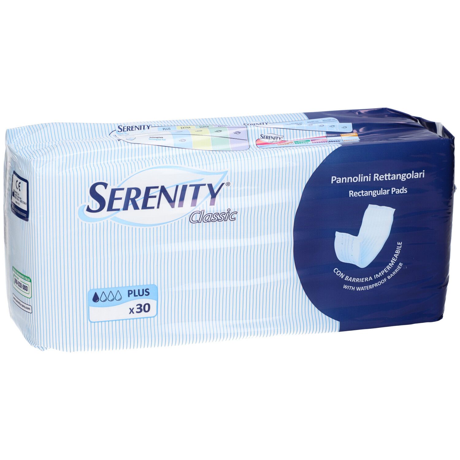 Emballage Serenity Classic Couches Rectangulaires Plus avec marquage CE, 30 unités.
