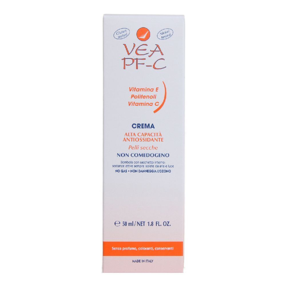 Boîte blanche avec nom du produit et ingrédients. Contient 50 ml. Fabriqué en Italie.